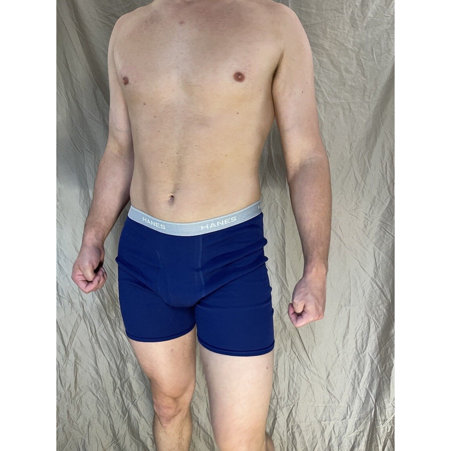 men's hanes blue boxer brief comfort flex large