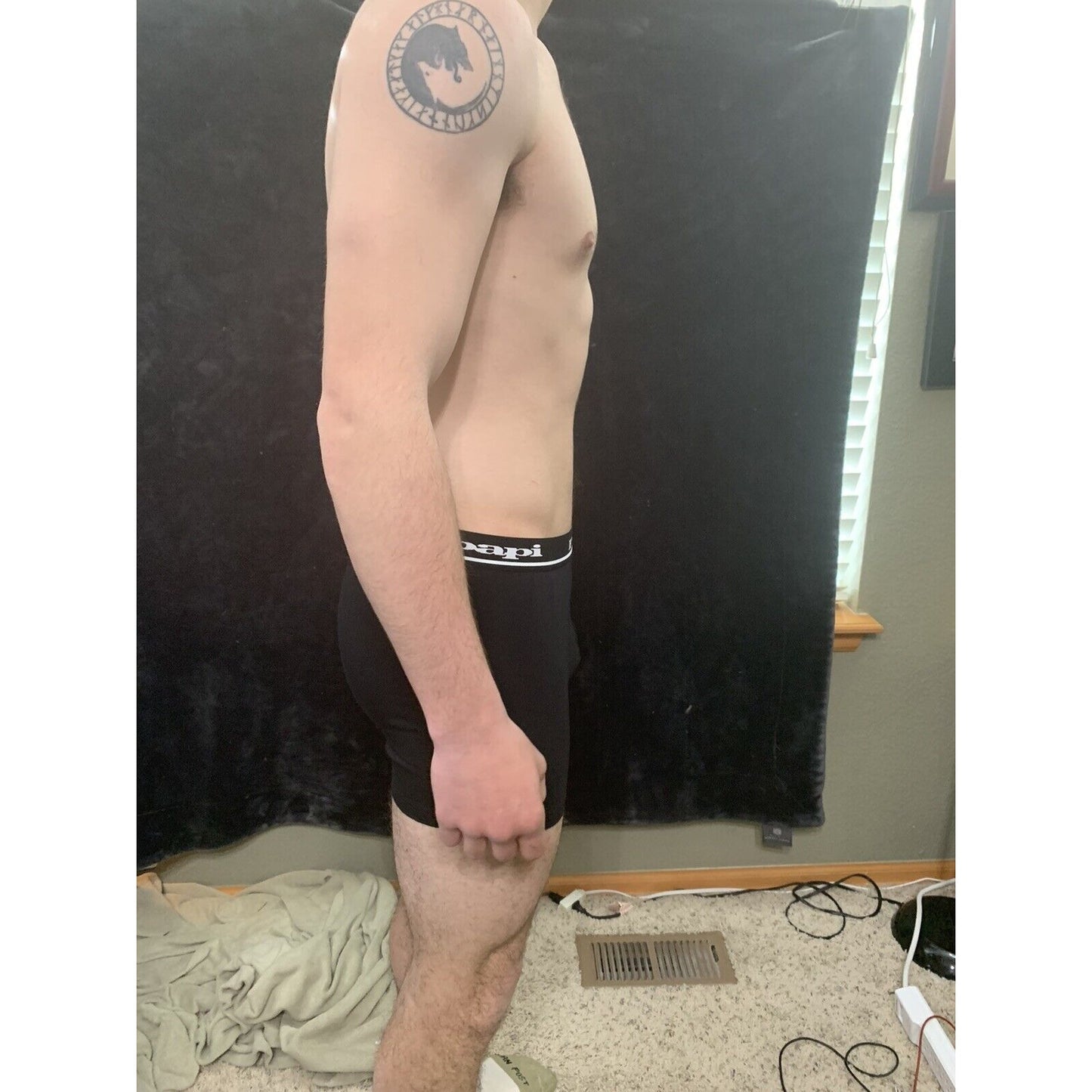 Men’s Papi Medium Boxer Briefs Black 5% Spandex