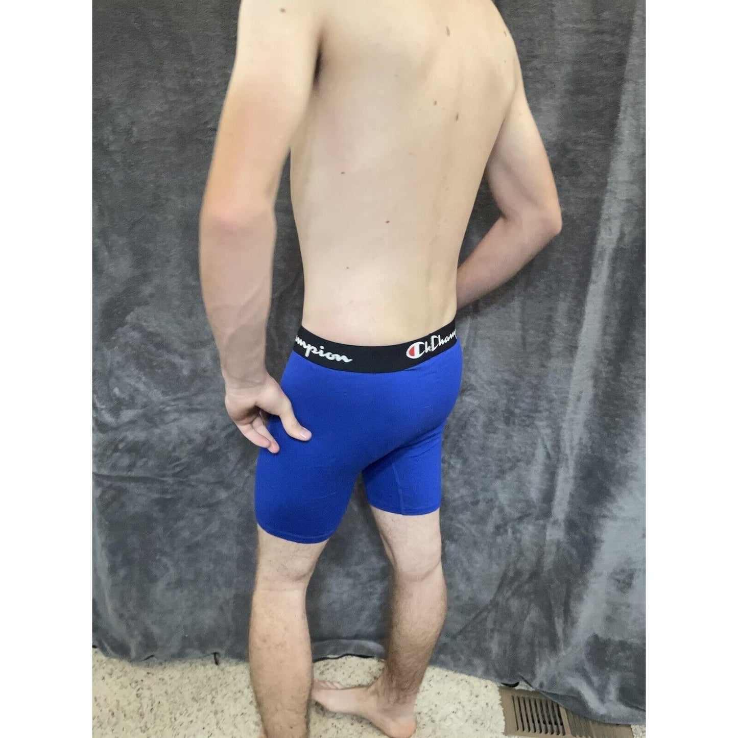 men's medium royal blue champion boxer brief 5% spandex