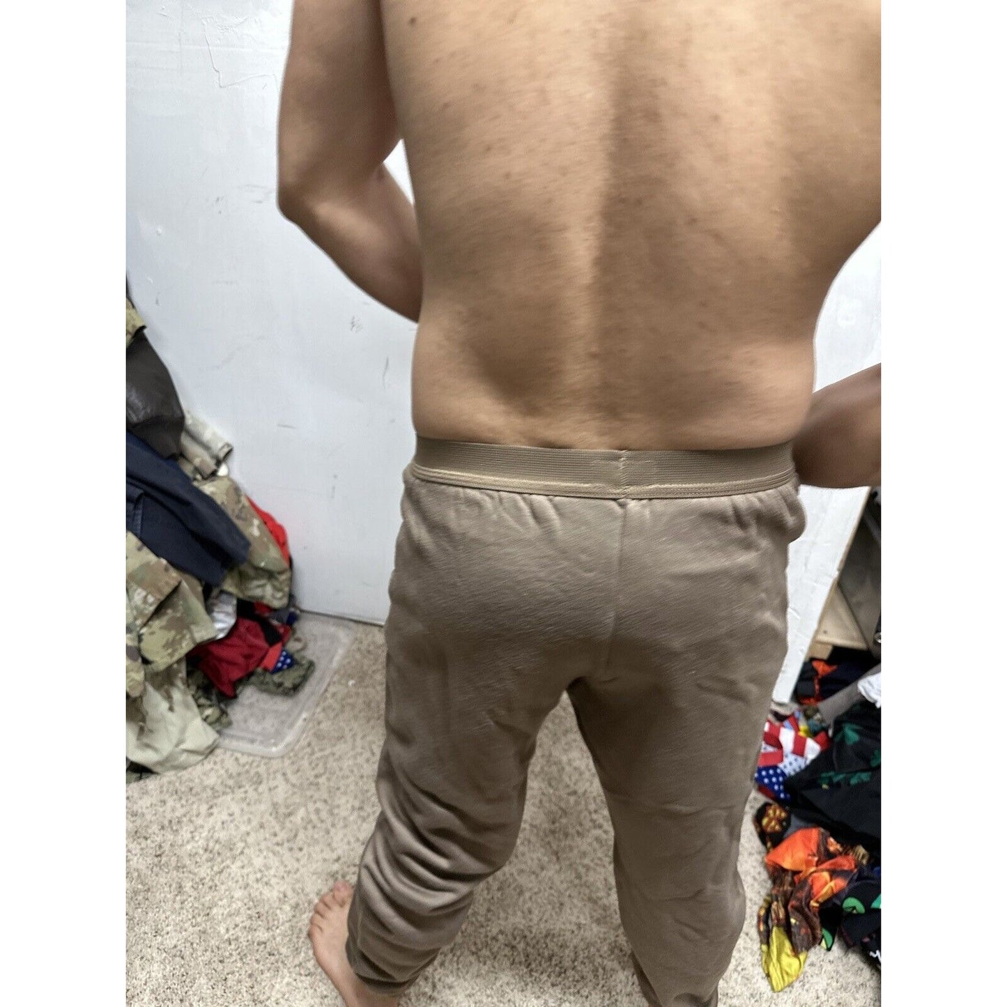 Men’s Cold Weather Brown Drawers Large Thermal Army Air Force Pants