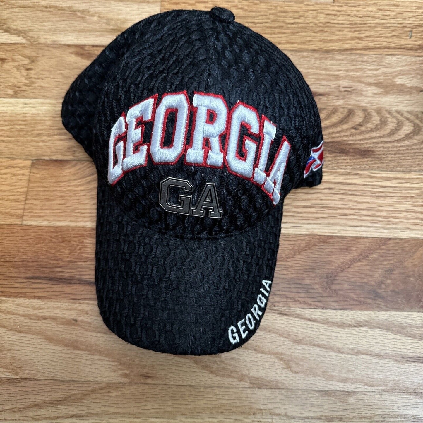 State of Georgia black baseball cap hat cap together