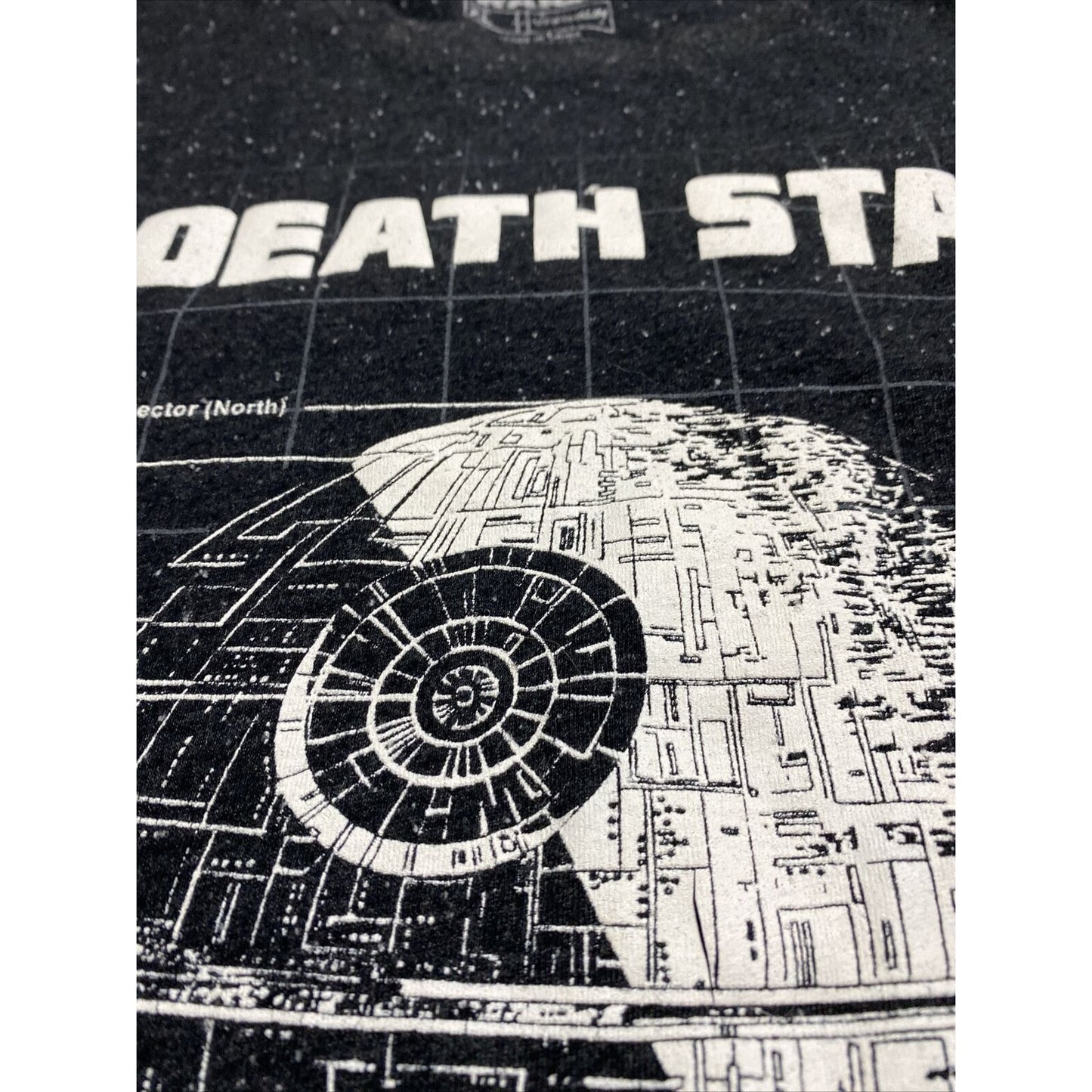 Vtg Star Wars DEATH STAR Mens XL Black Galaxy Graphic Print Cotton-blend T-shirt