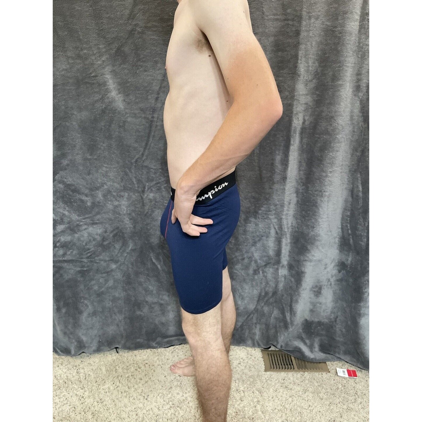 men's dark blue champion medium red lines boxer brief