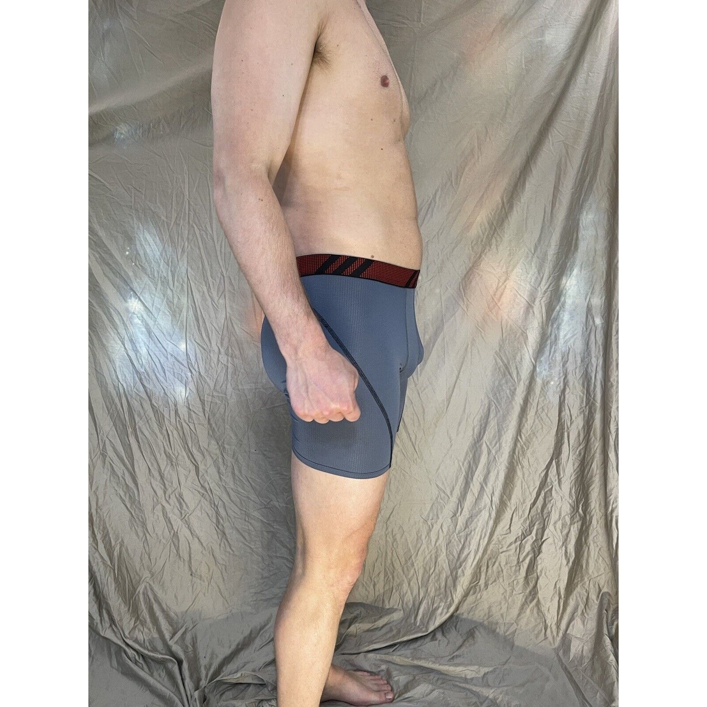 men's Gray With Red Band adidas aeroready black compression boxer briefs medium