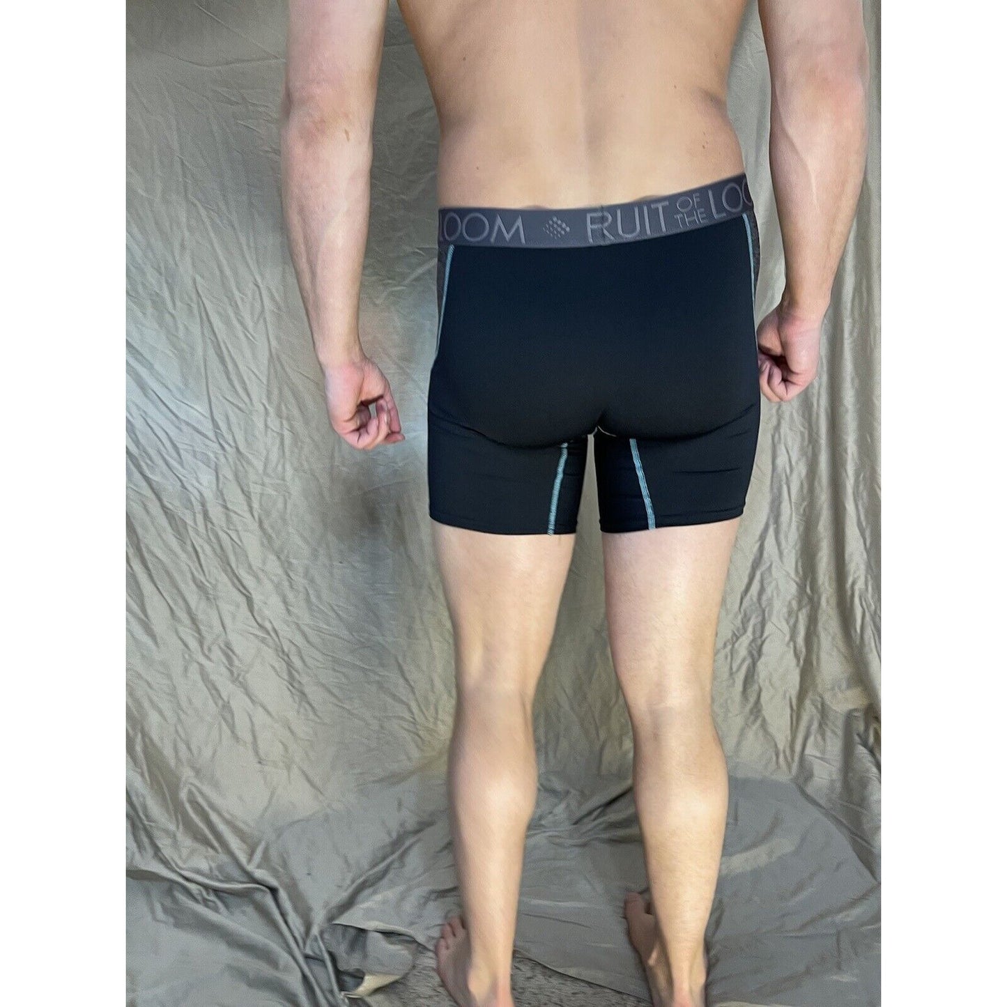 men's fruit of the loom XL compression boxer briefs breathable Black And Gray