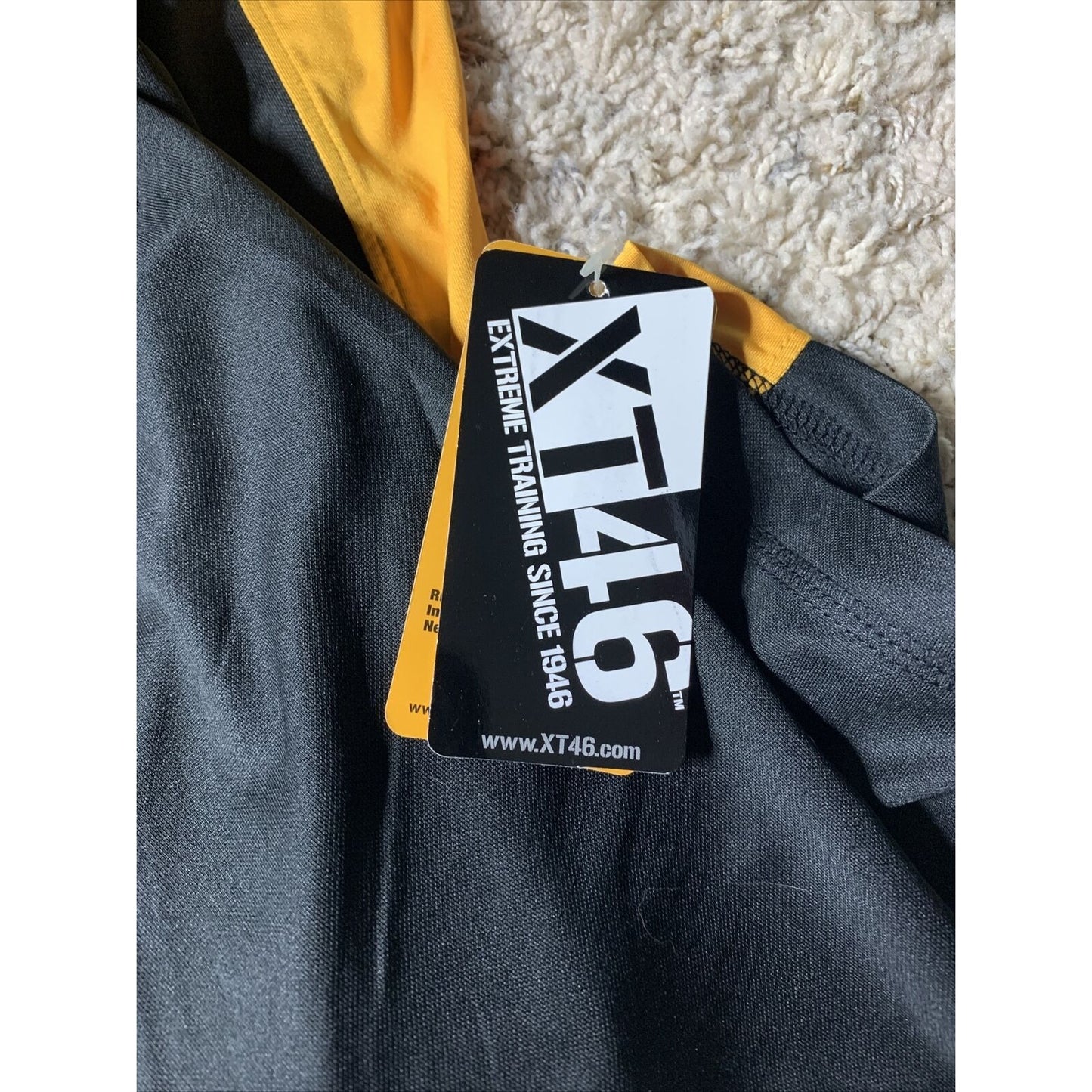 Men’s Soffe XT46 Black With Yellow Large Tee 100% Polyester