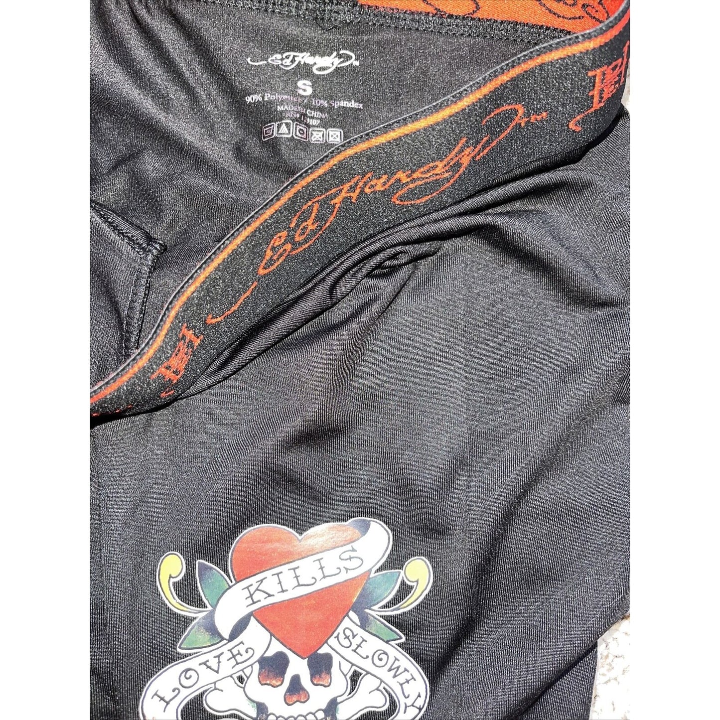 men's small boxer briefs ed hardy love kills slowly black boxer brief skull