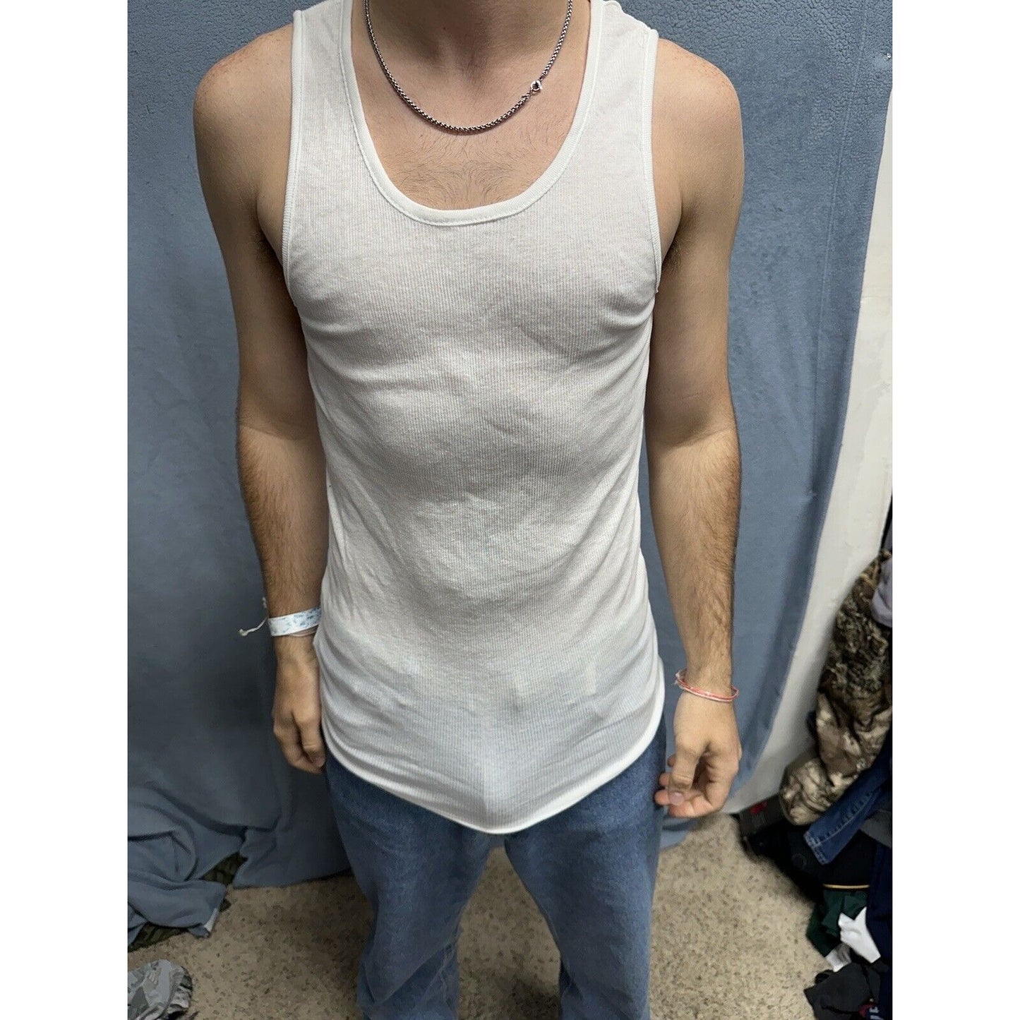 Men’s Perry Ellis Portfolio Large Tank Top Muscle Shirt White