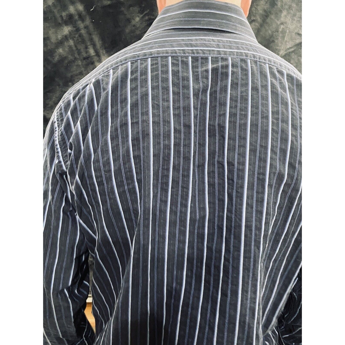 Banana Republic Navy Blue Striped Cotton Men’s Large Button-down Long Sleeves
