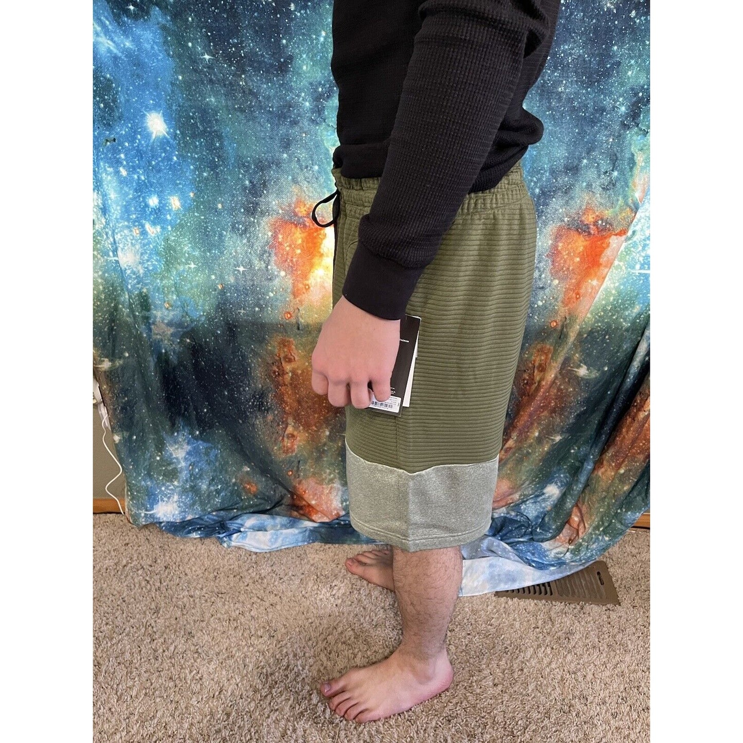 Michael Strahan Olive Green/gray Quick-Dri premium ultra fleece shorts XL