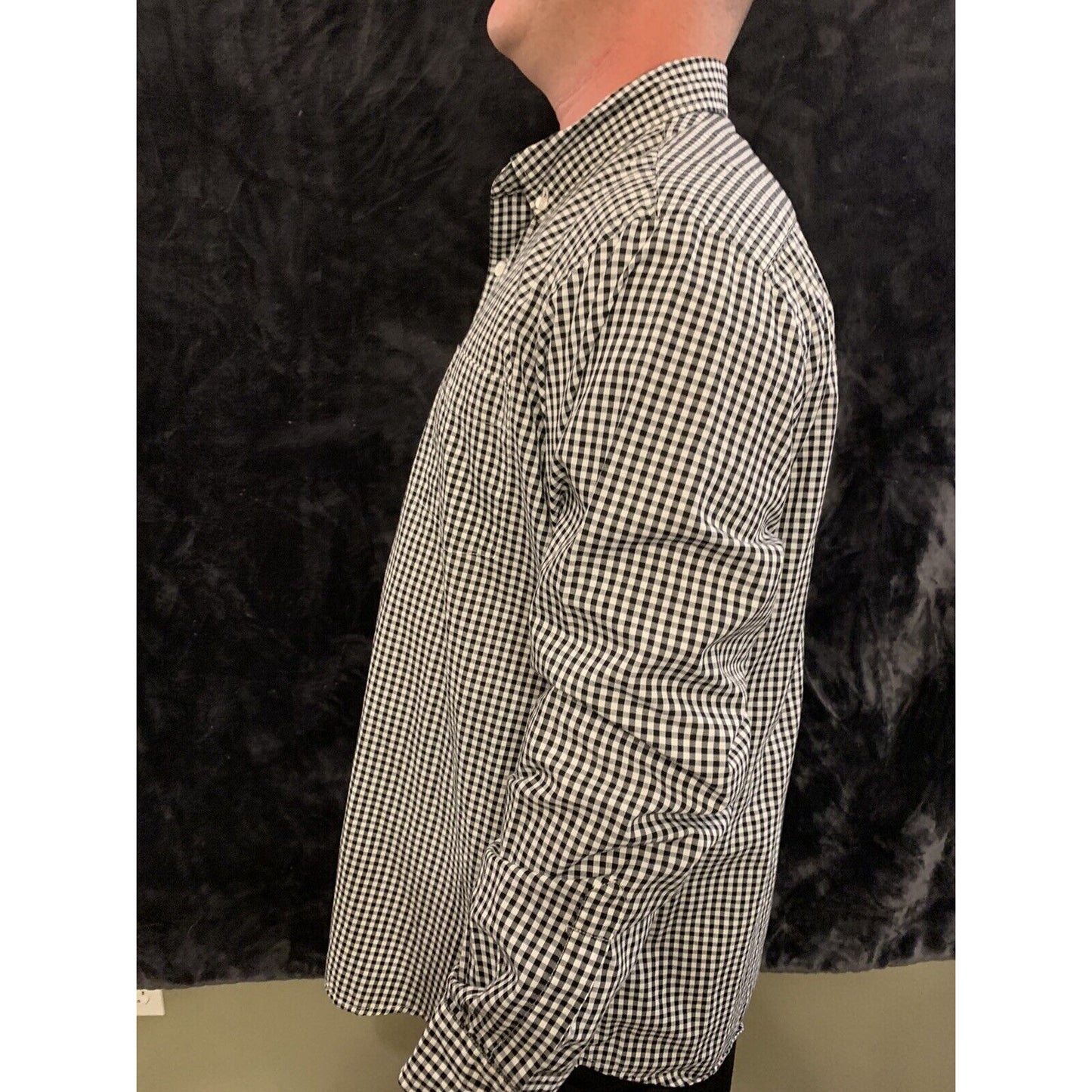 Mens Dockers Black Checkered Long Sleeve Button Front Dress Shirt XL MSRP - $55