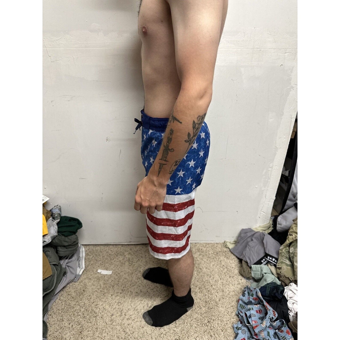 Boy’s XL - 18-20 Patriotic Flag Swim Trunks Bathing Suit Flag American USA Zero