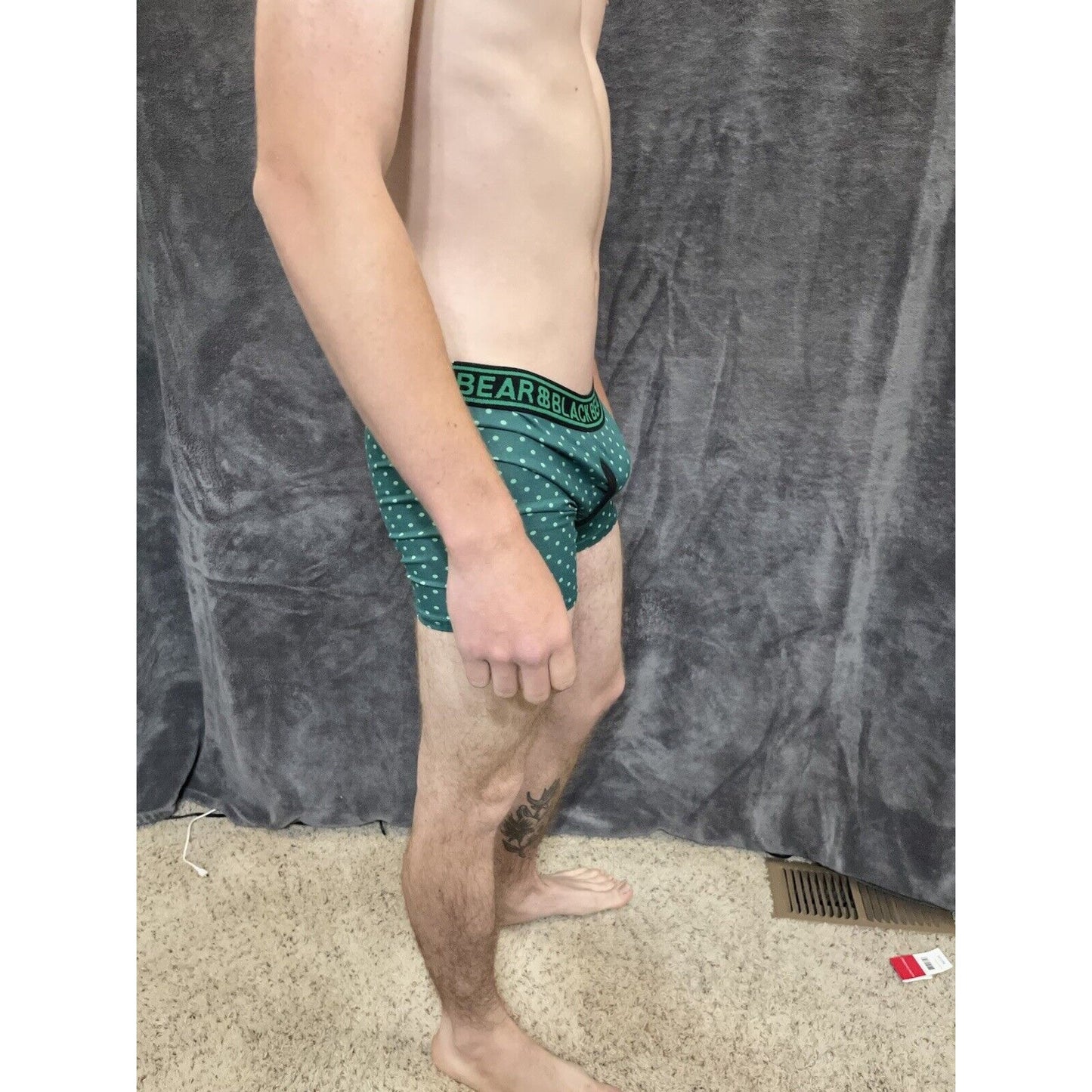 men's medium athletic trunk style black bear boxer brief Green With Polka Dots