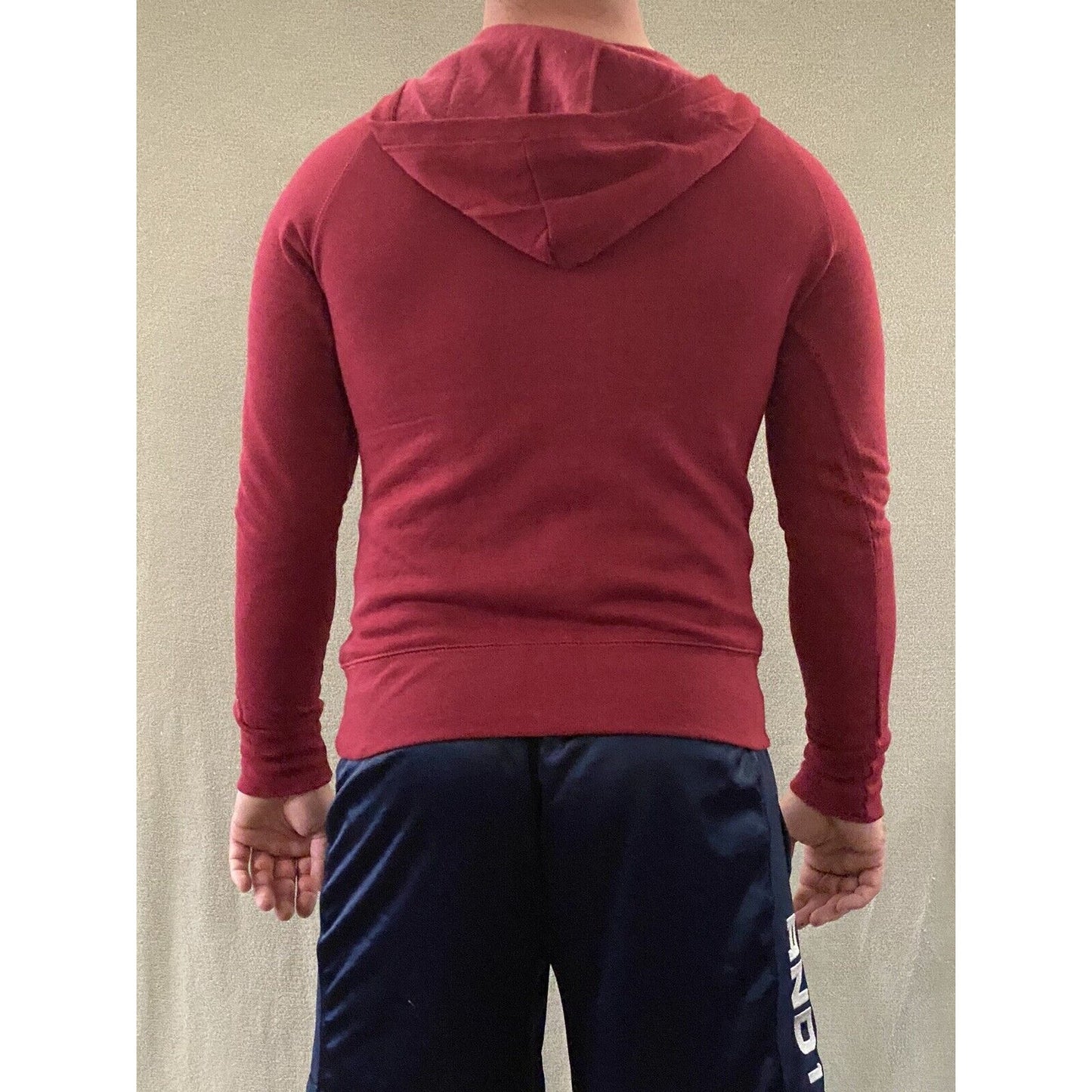 Soffe Men’s Medium Plain Solid Red Cotton-blend Pullover Hooded Sweatshirt