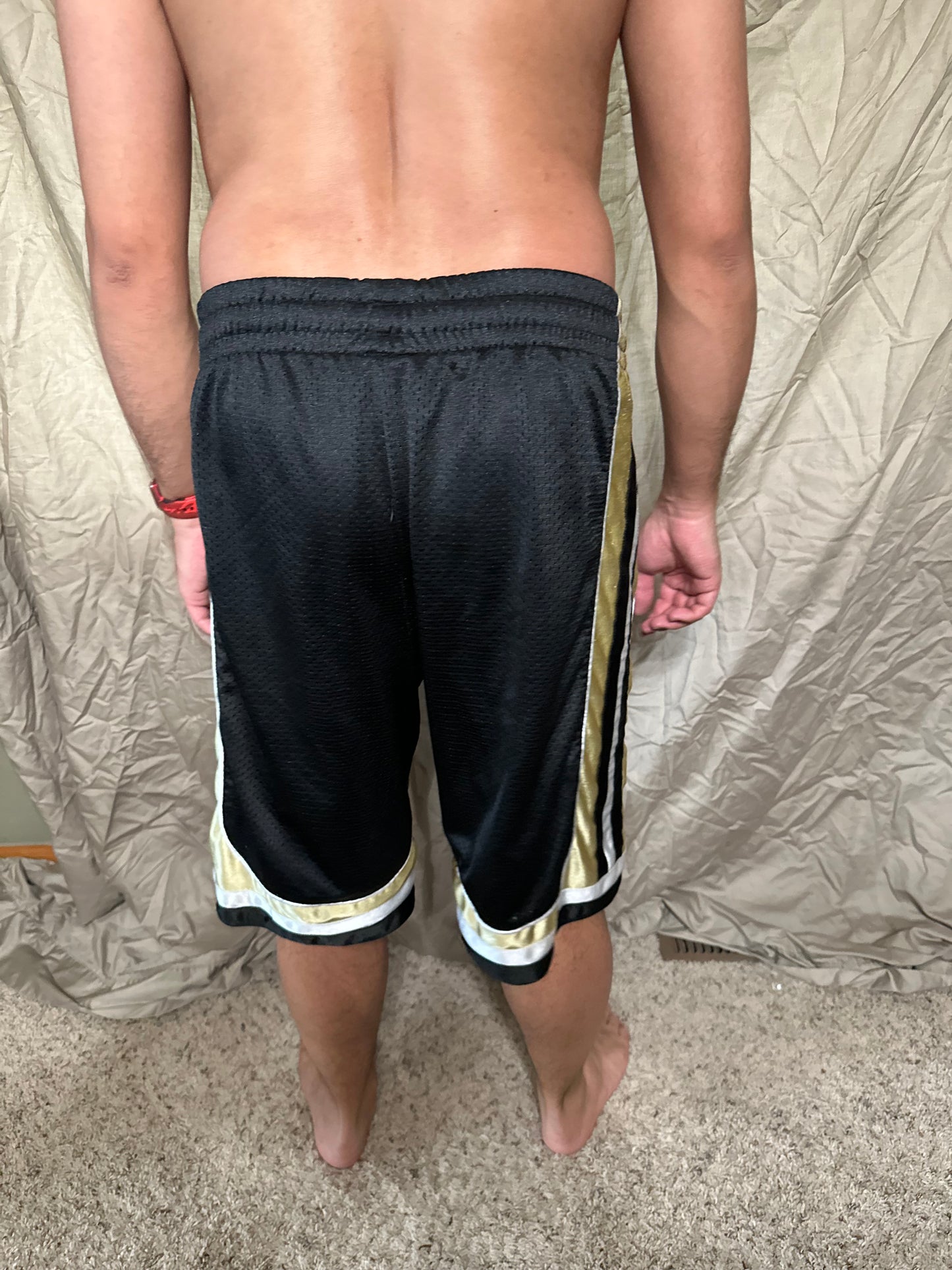 University of Colorado black and gold colosseum size small basketball shorts with pockets