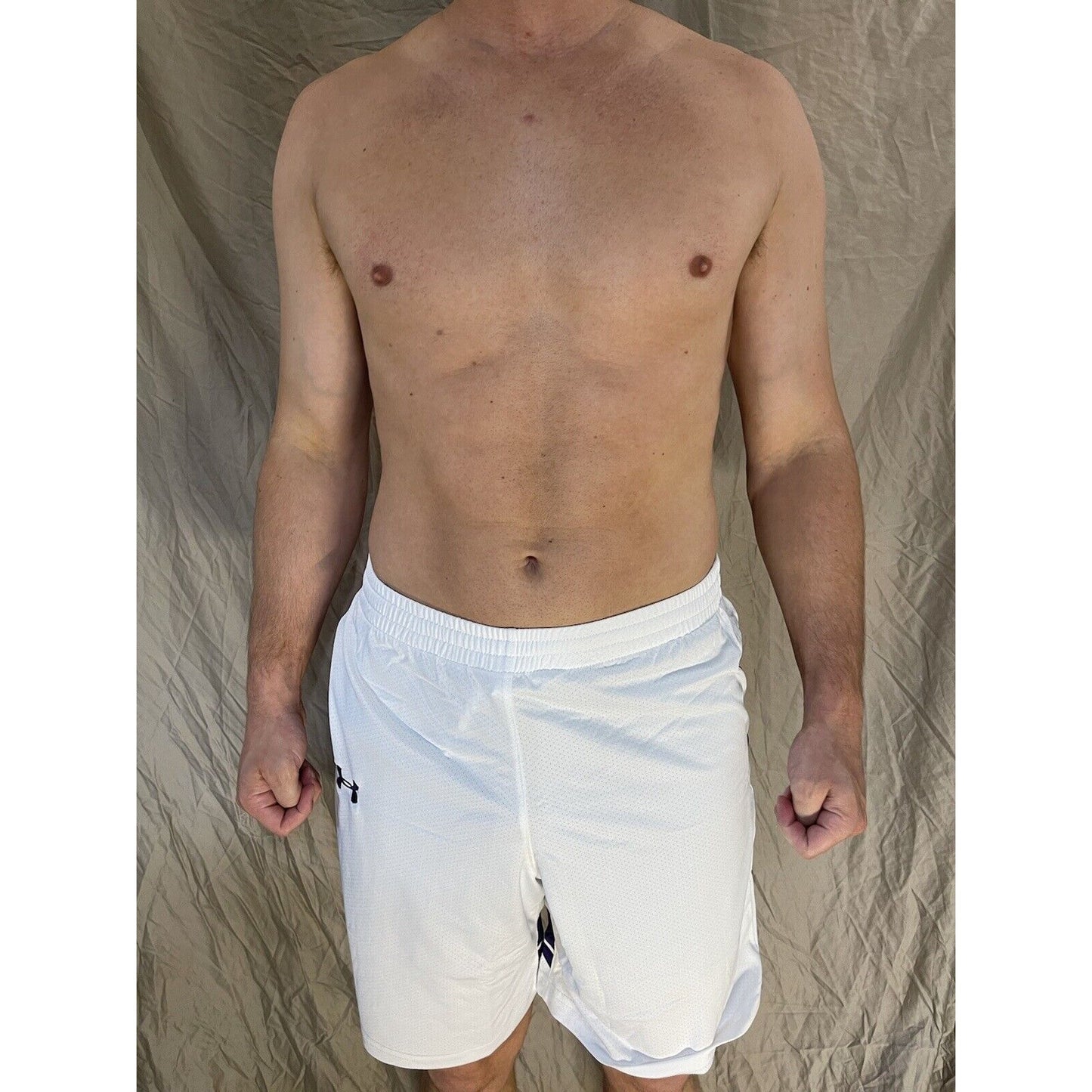 men's small white under armour with purple athletic shorts workout lacrosse