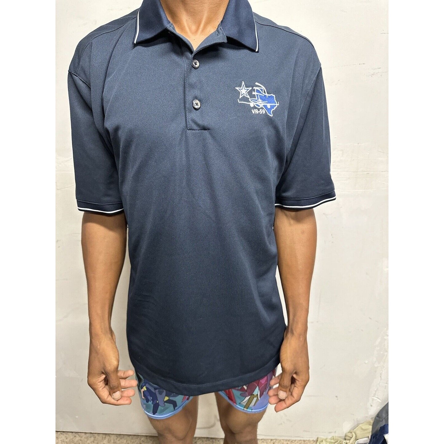 Men’s Dark Blue Nike Golf Large Polo Shirt VR-59 Texas Flying Plane
