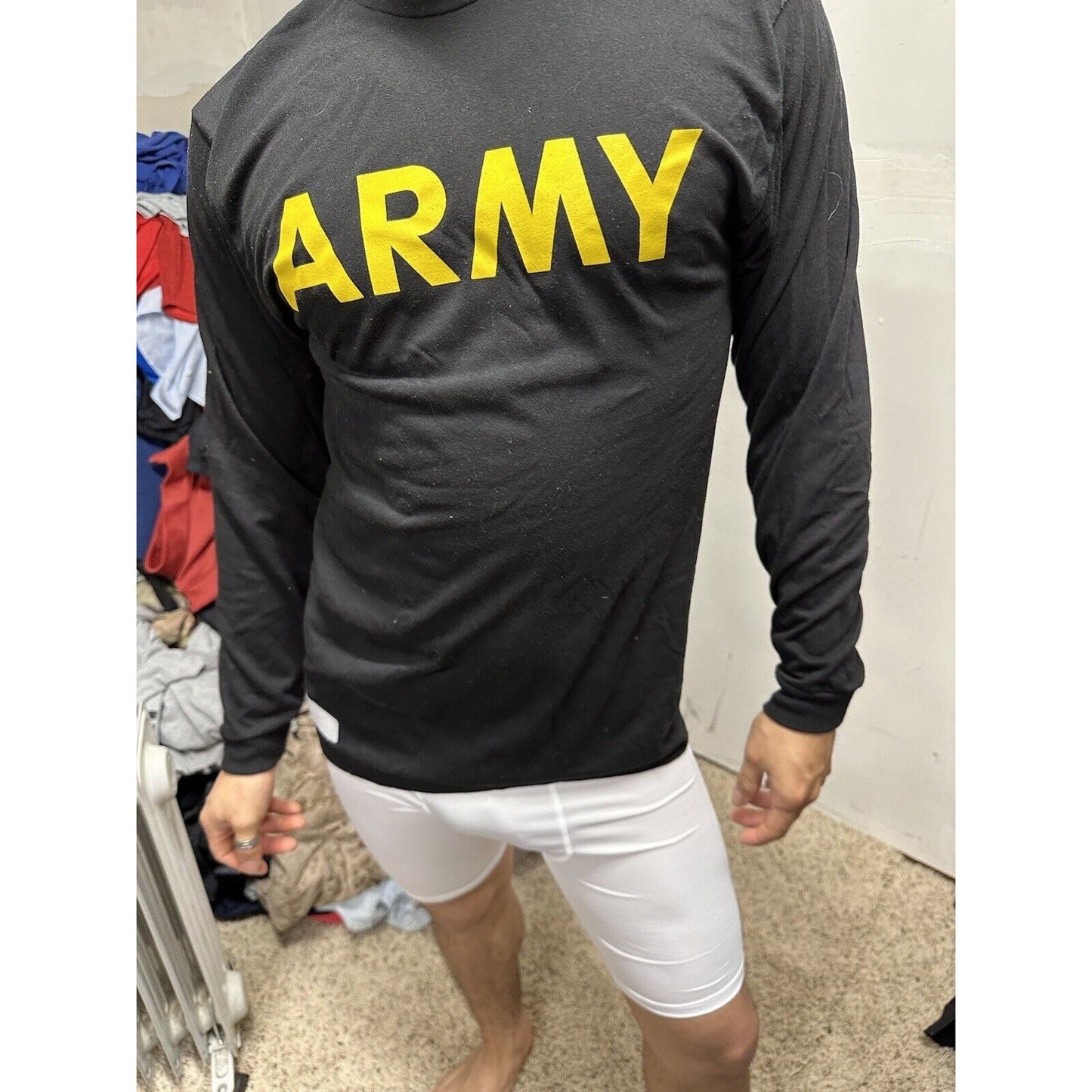 Men’s Army Pt Shirt Long Sleeve Uniform Black Multiple Sizes Long Sleeve