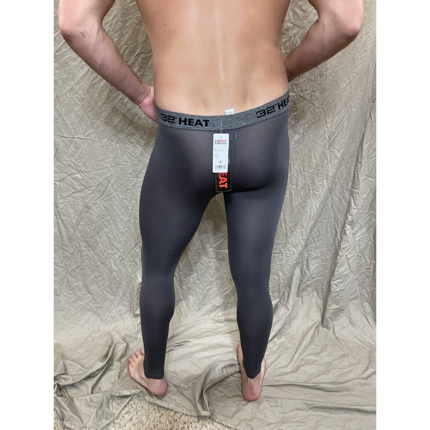 32 degree heat stingray gray compression leggings base layer long underwear small