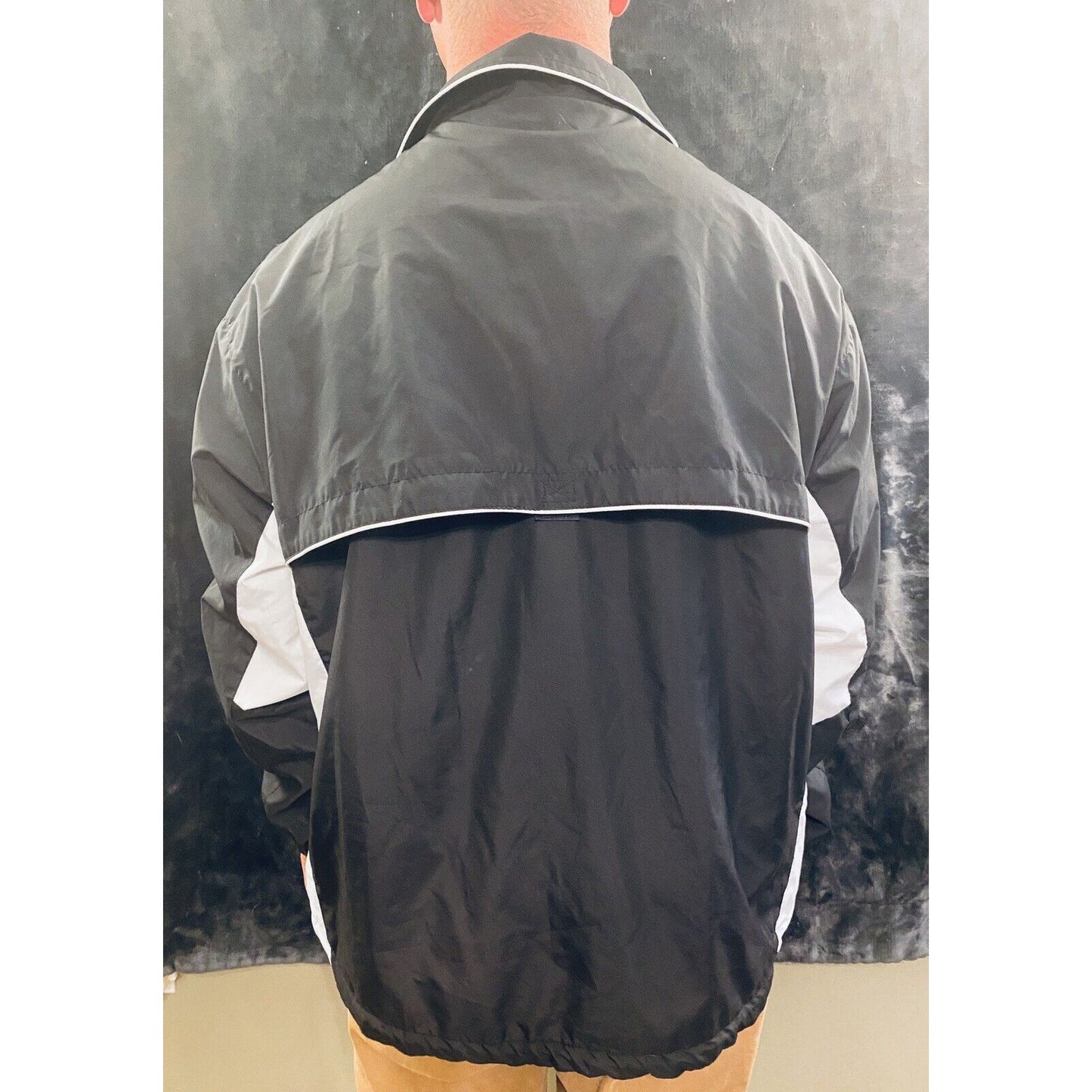 Soffe Men’s Full Zip Polyester Track Jacket Black/White Large
