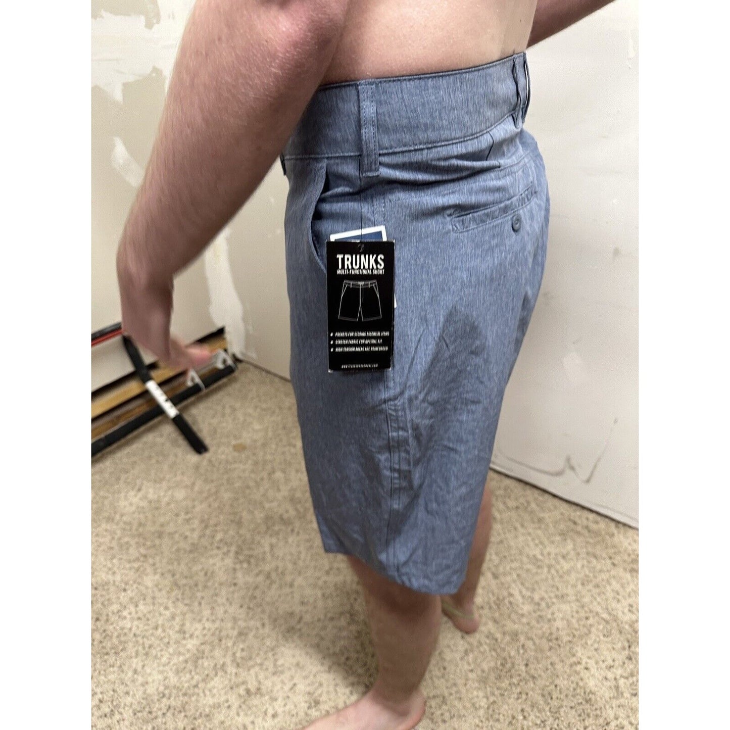 men’s trunks multi-functional size 36 gray blue shorts