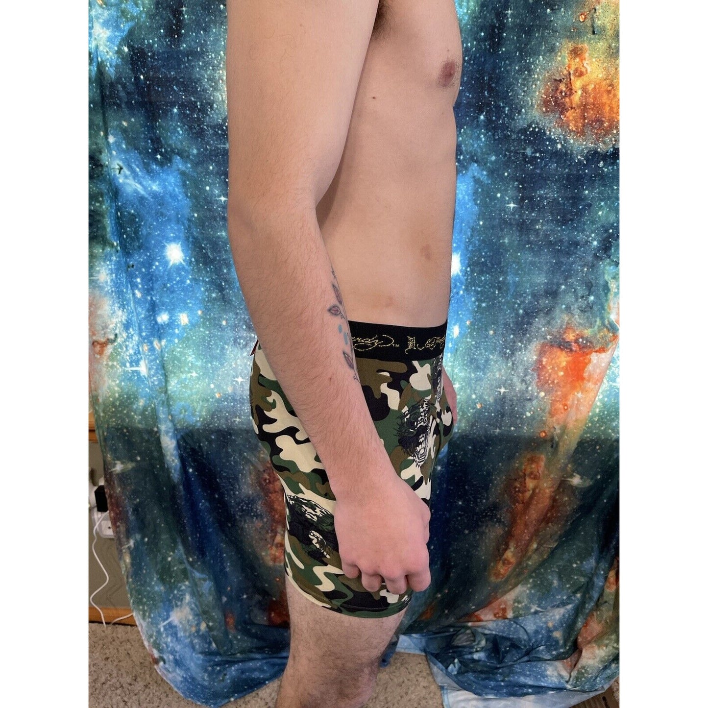 men's ed hardy camo tiger compression shorts medium New Unworn