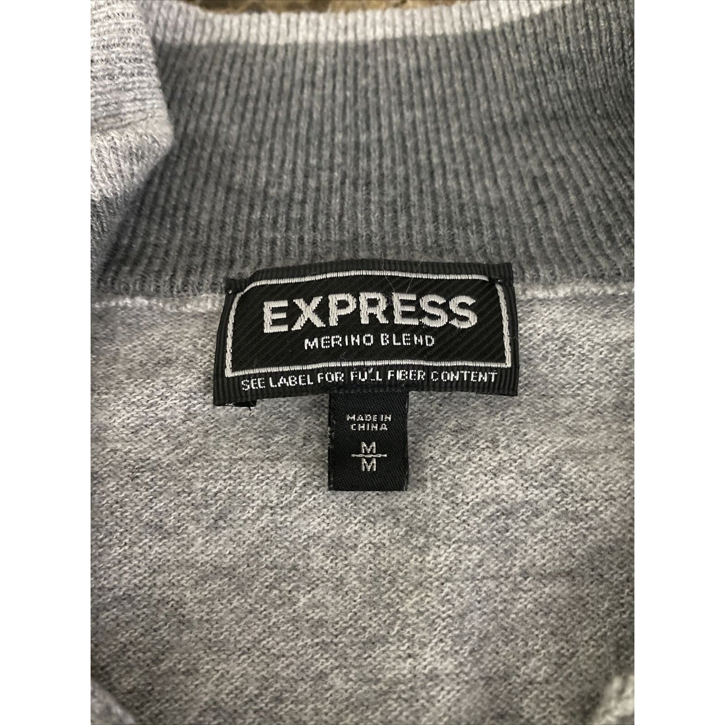 Express Merino Wool Blend Men’s Medium Gray Pullover Sweater