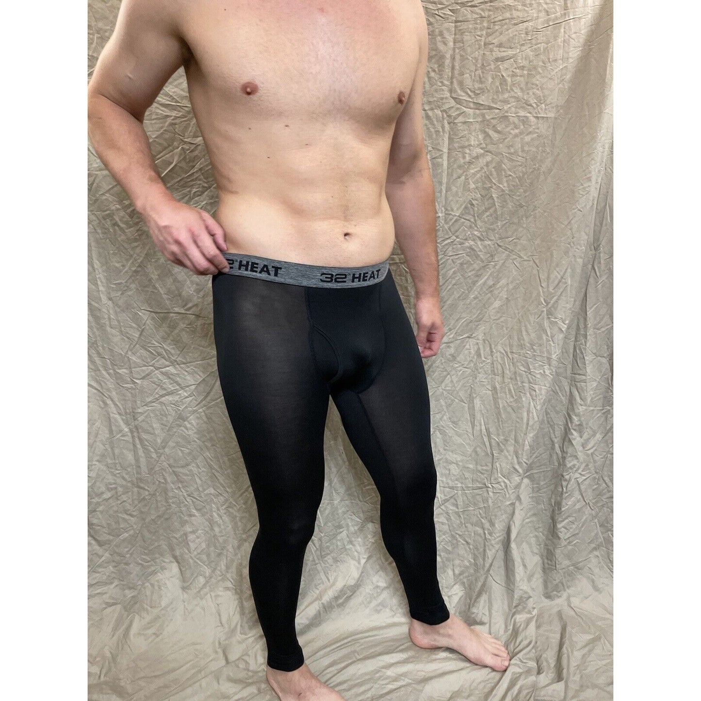 men's 32 degree heat black base layer long underwear leggings small