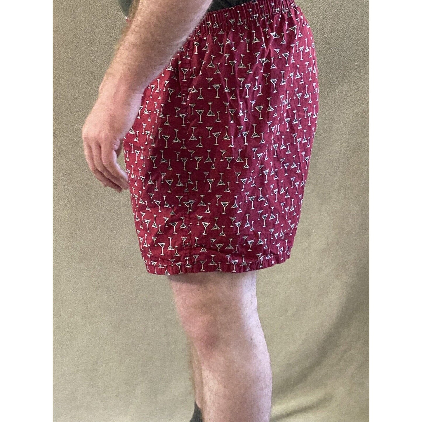 Banana Republic Men’s XL Red Martini Glass Pattern 100% Cotton Boxer Shorts New