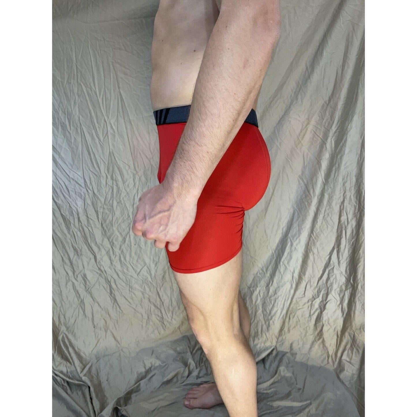 men's red adidas aeroready compression boxer brief Medium