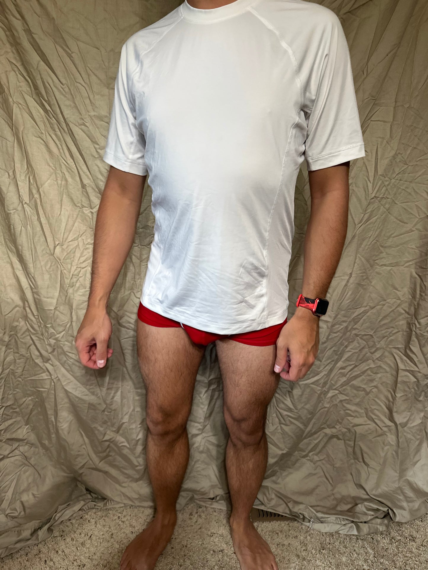 Men’s white lands end size small compression shirt short sleeve