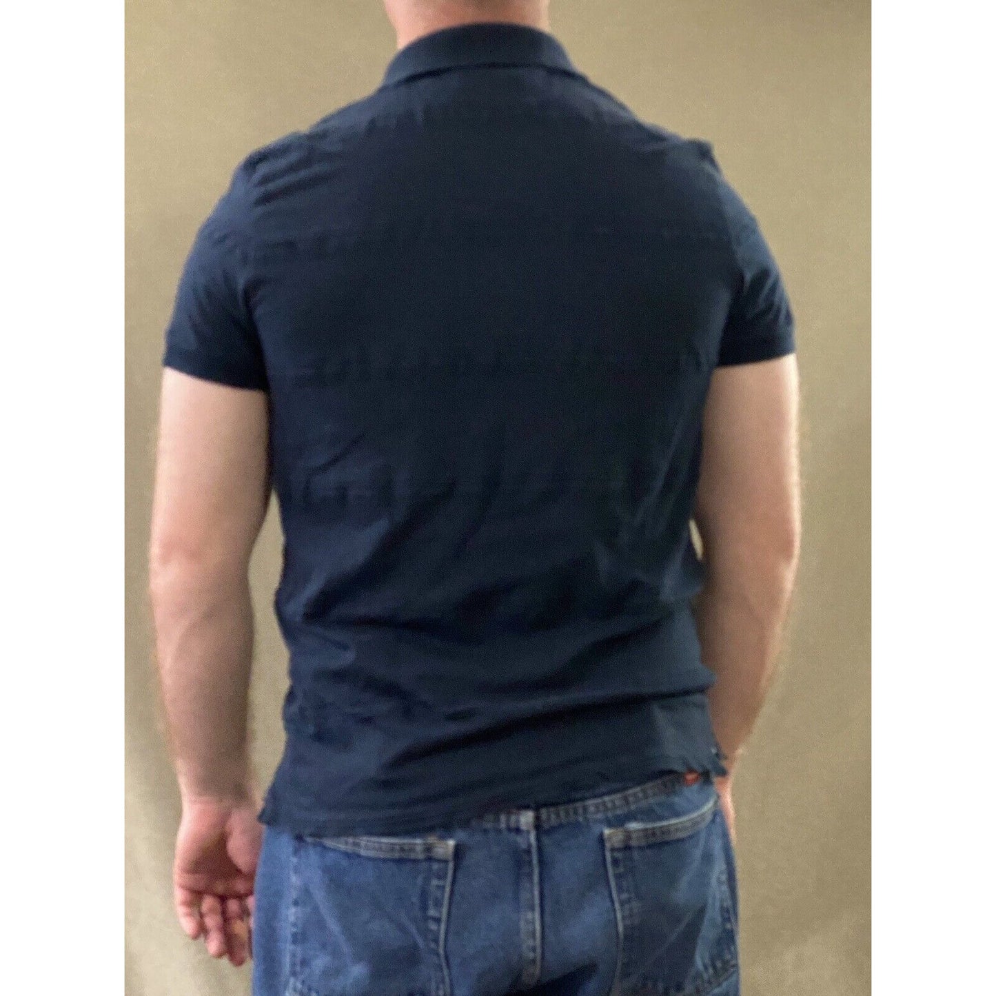 Banana Republic Men’s Large Navy Blue Stripe Cotton Polo Shirt