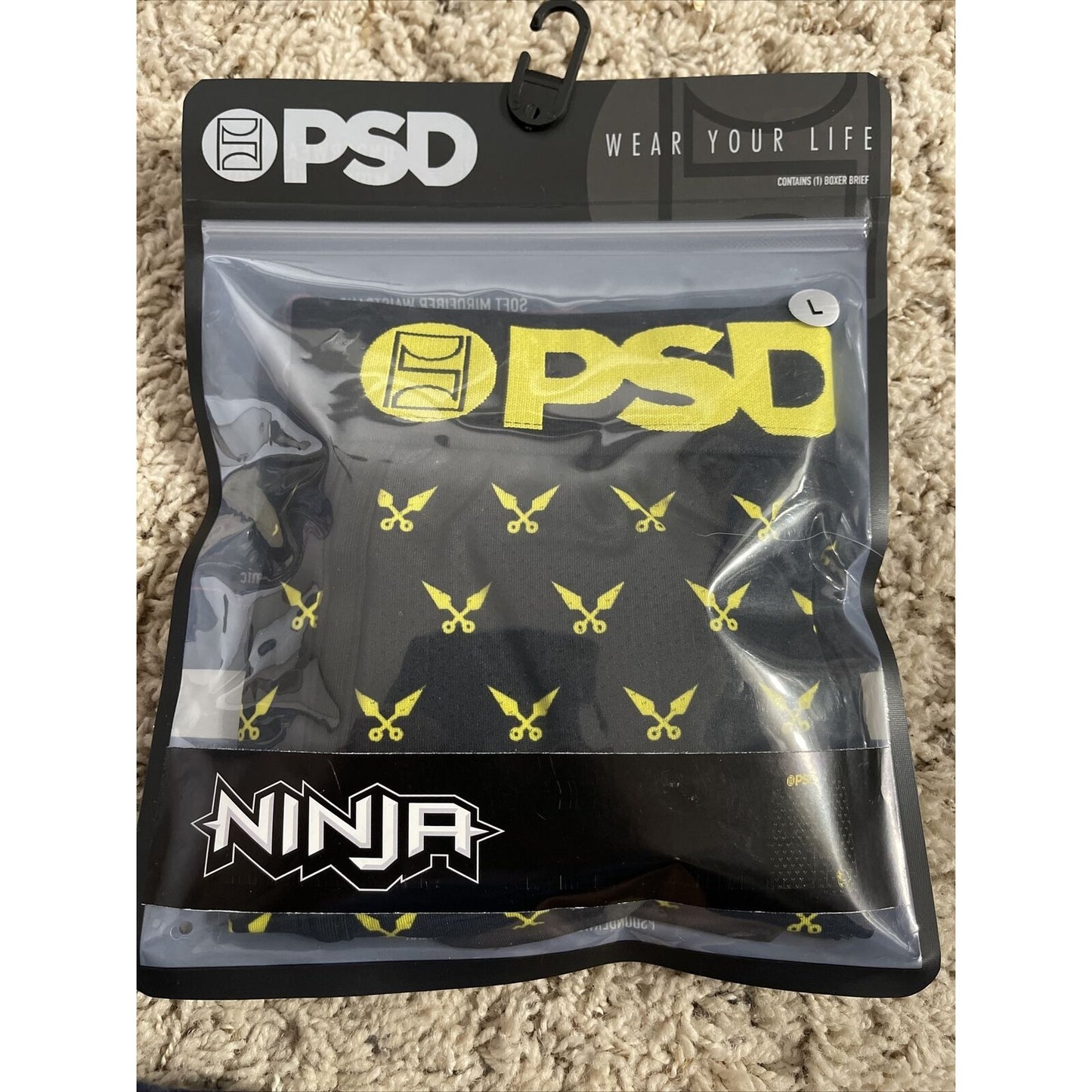 Men’s PSD Black and Yellow Ninja Boxer Briefs Extra Large XL