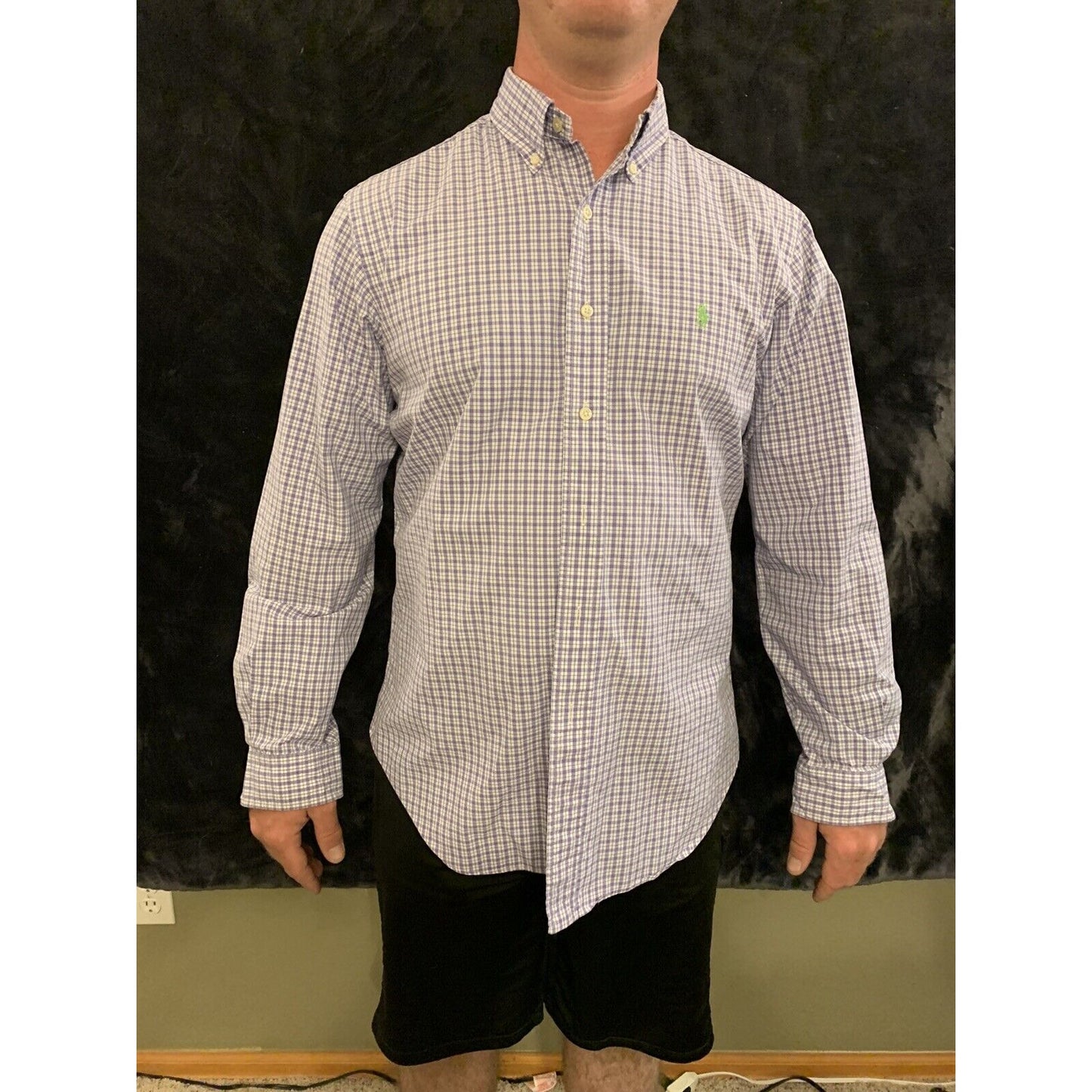 Polo Ralph Lauren Classic Fit Dress Shirt 16, 34/35 Purple Lavender Checkered