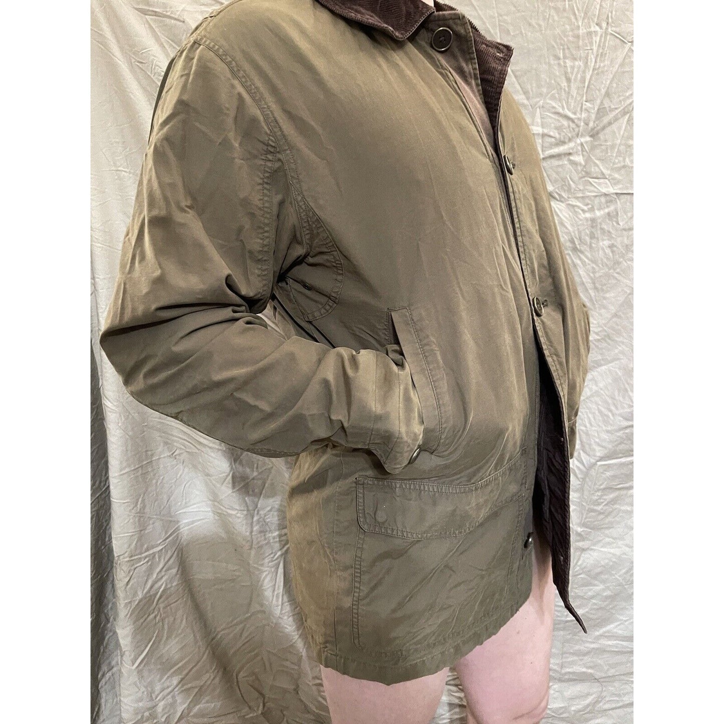 Men's Eddie Bauer button up jacket brown corduroy Medium