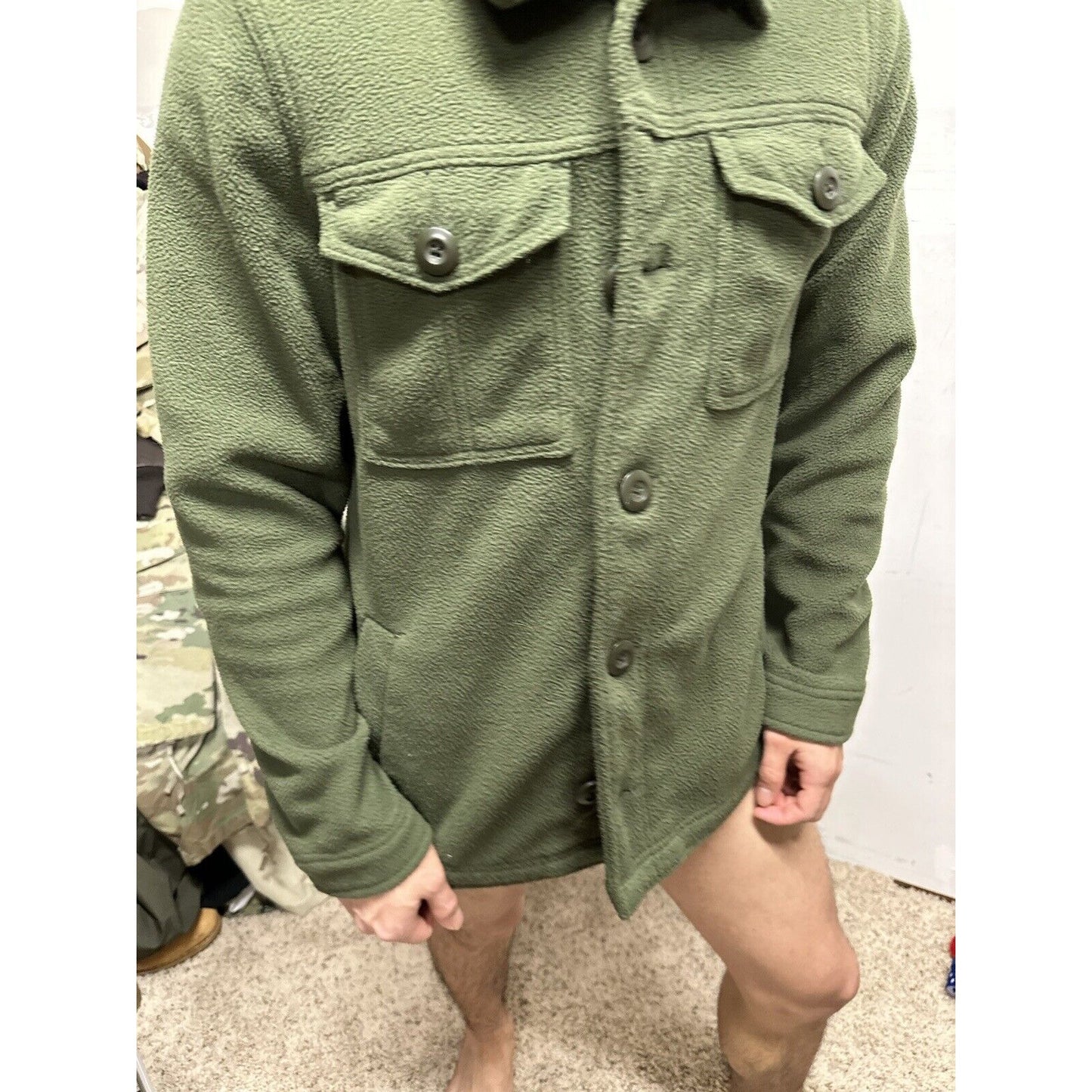 Men’s Old Navy Small Poly Olive Green Front Button Jacket