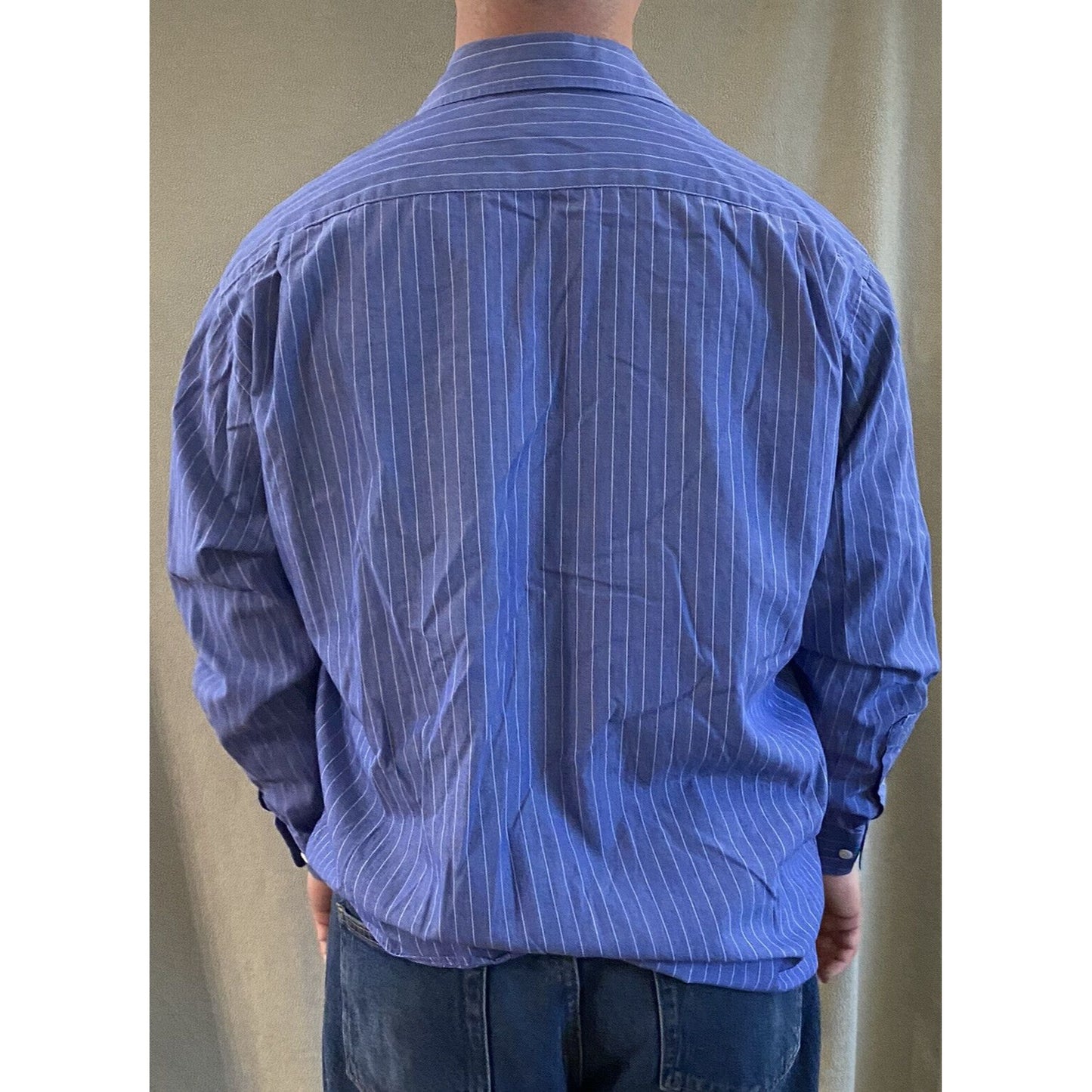 Banana Republic Men’s Large Blue Stripes Button-down Cotton Long Sleeves Shirt