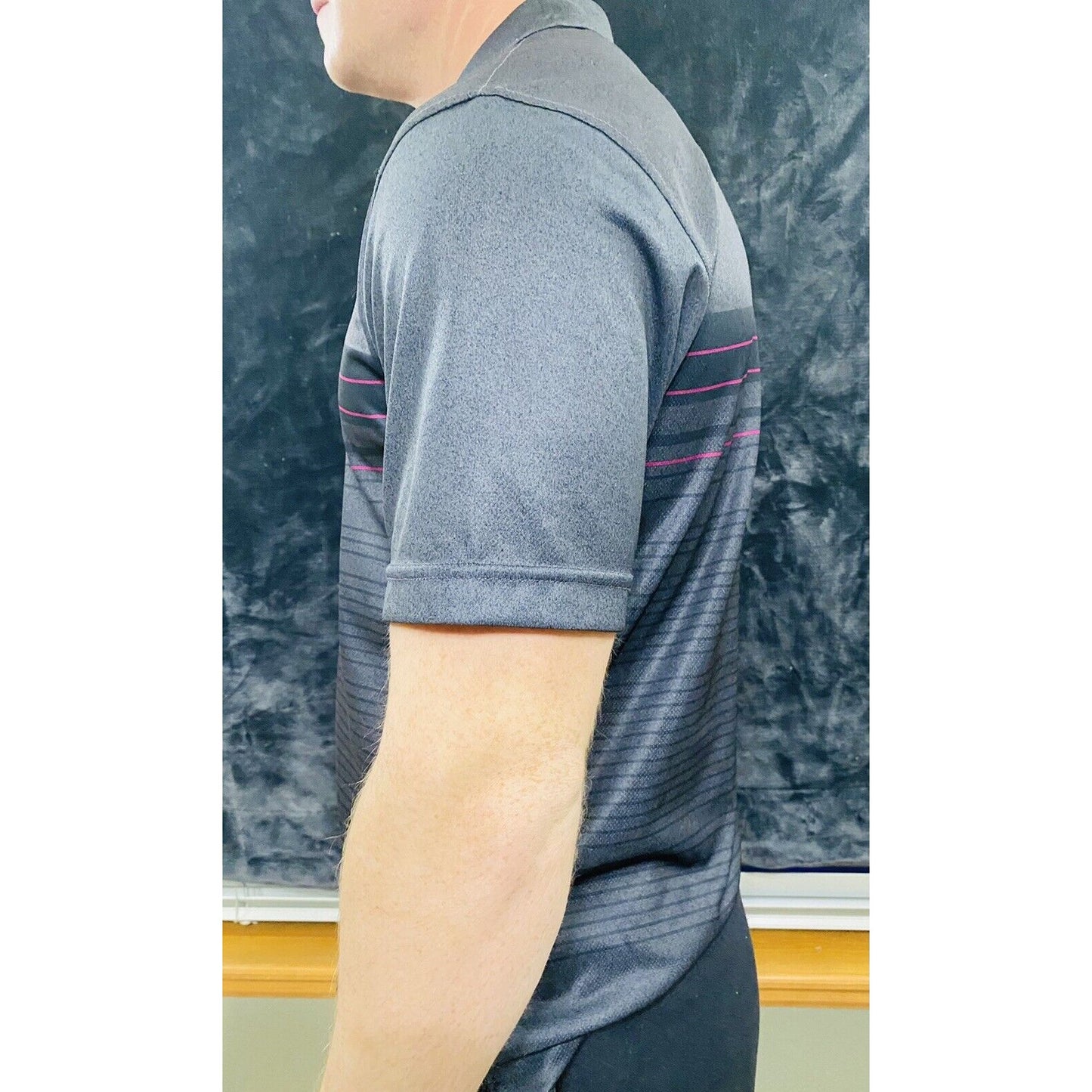 Pebble Beach Men's Medium Dry-Luxe Golf Polo Athletic Metallic Black Shirt