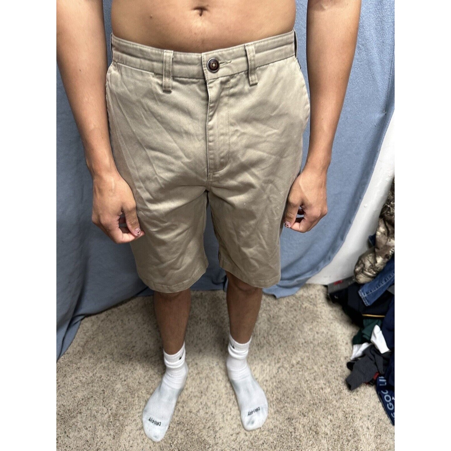MENS BILLABONG Tan Beige Khaki CARTER STRETCH Flat Front Chino Shorts 31