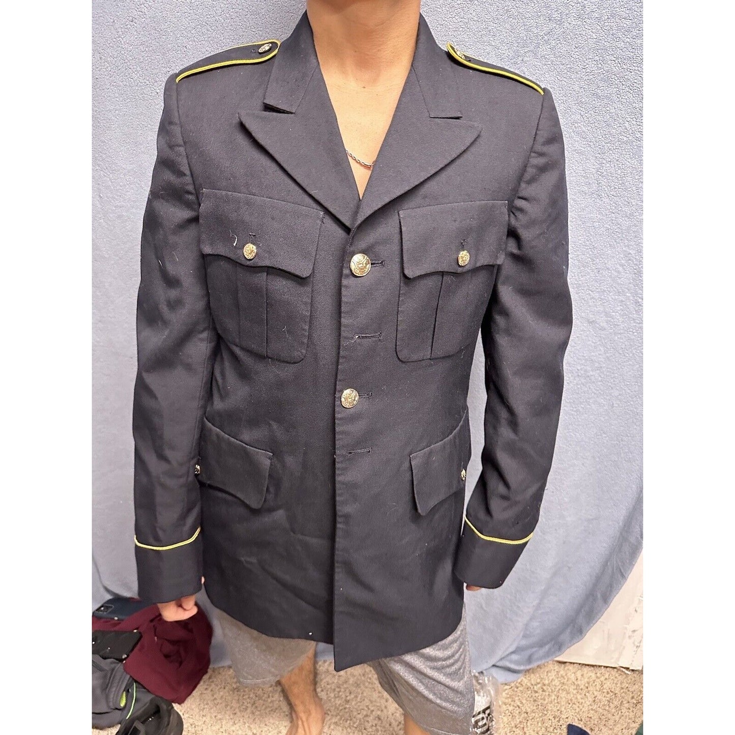 Men’s Army Coat Army Blue 450 Poly Wool 38L C Uniform Coat Top
