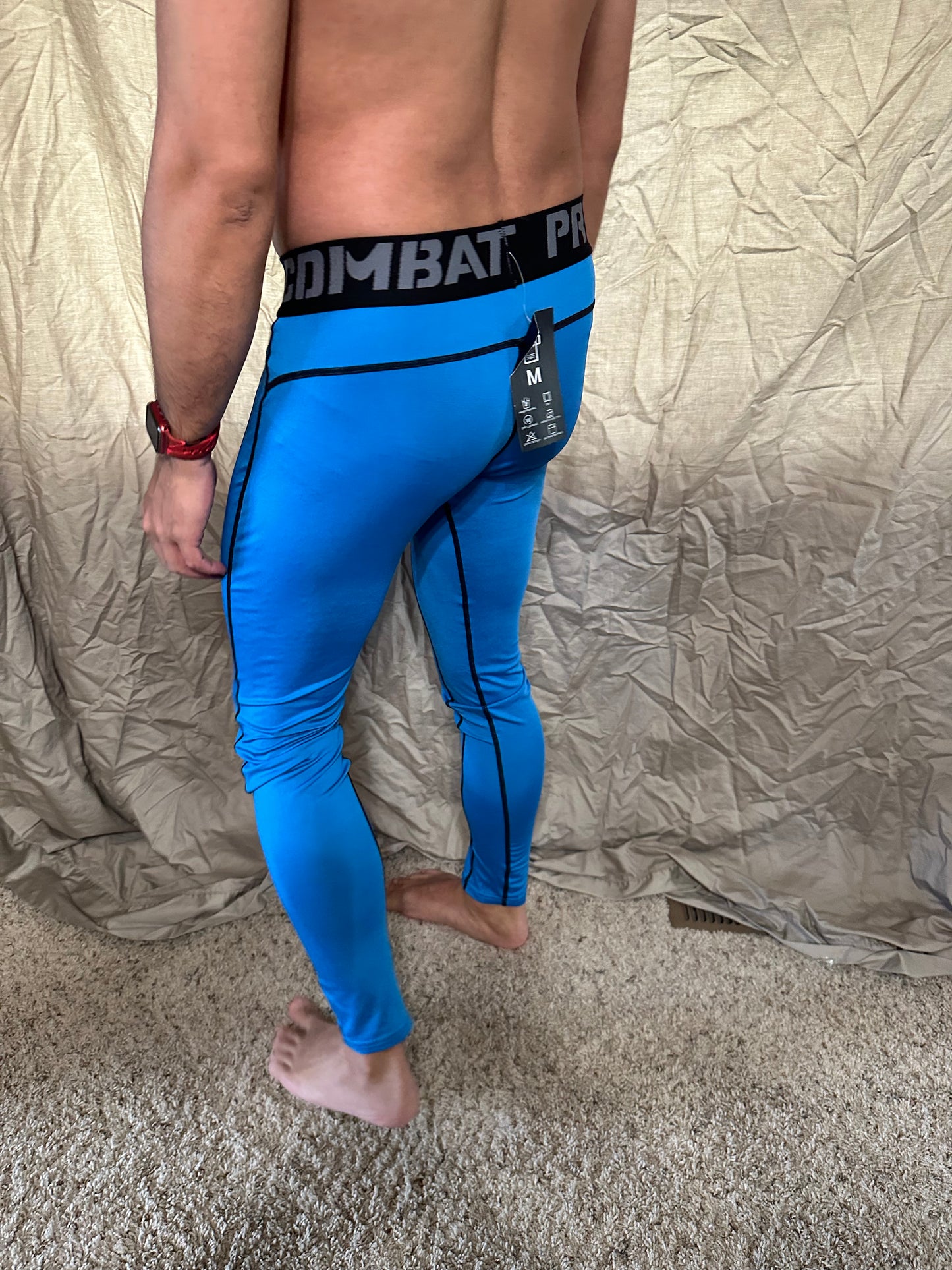 Men’s blue pro combat medium sport athletic base layer compression pants