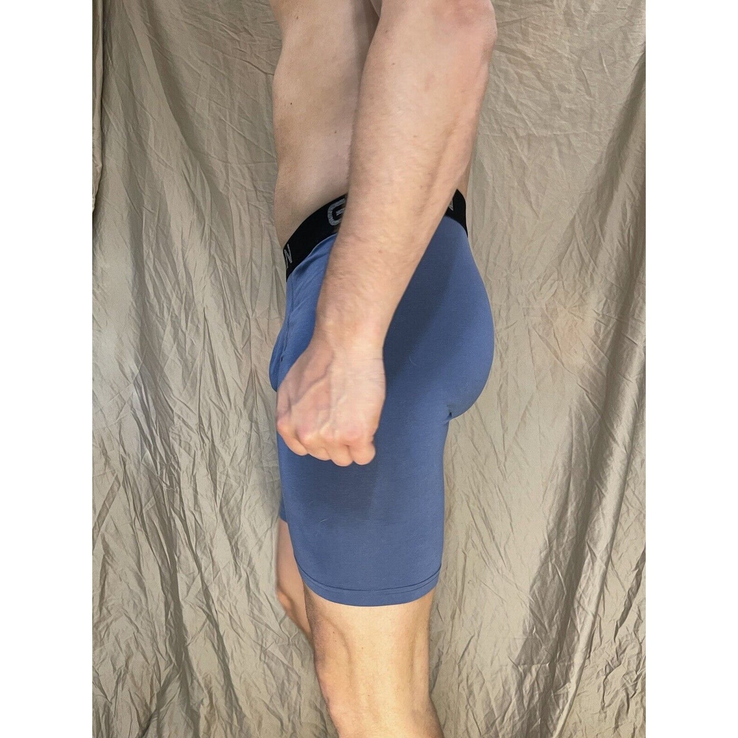 men's gildan medium blue 5% spandex compression boxer briefs