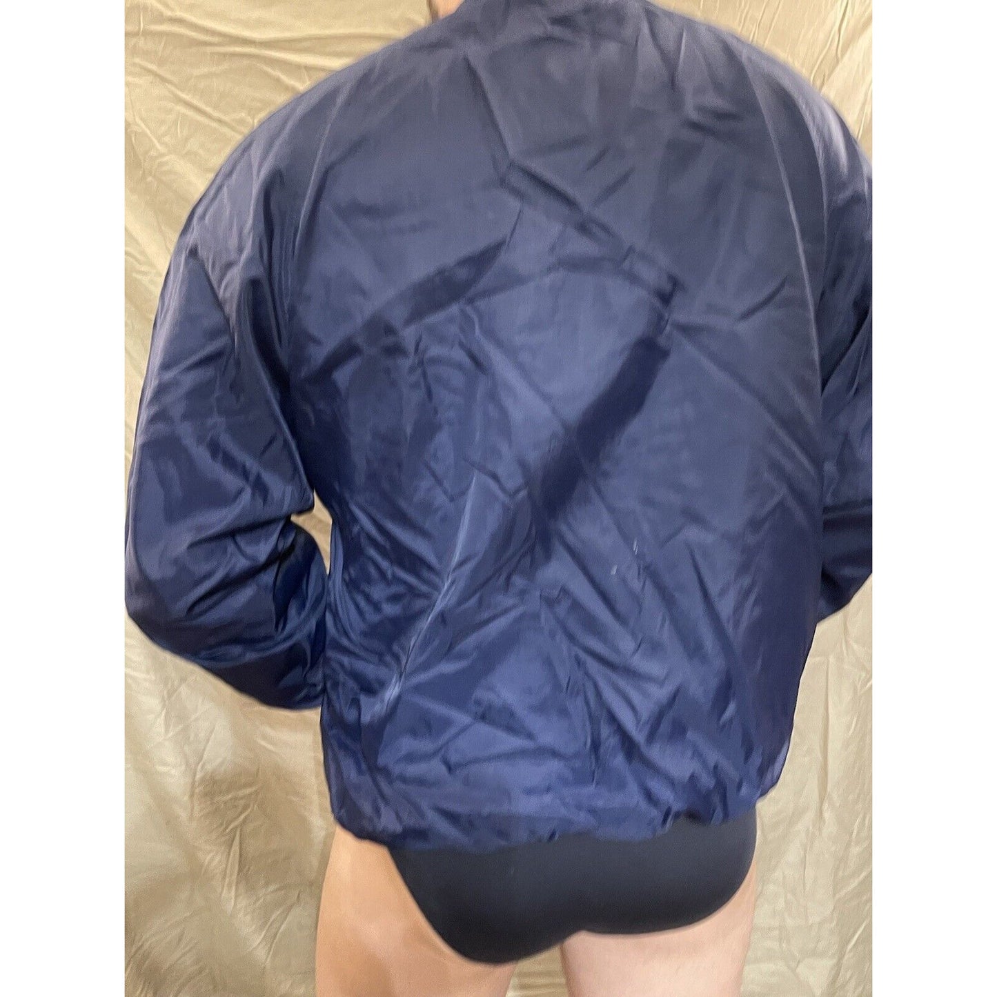 Blue Adidas Mens Team Windbreaker Sz. Large Striped Pullover