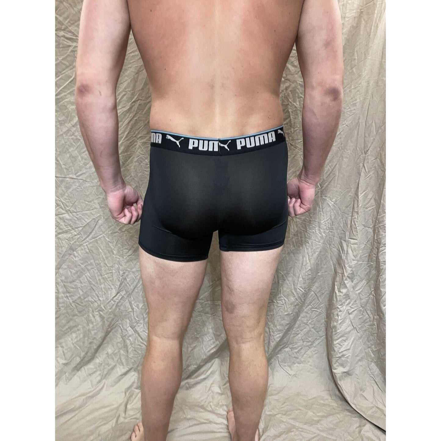 men's black puma compression boxer briefs athletic Large