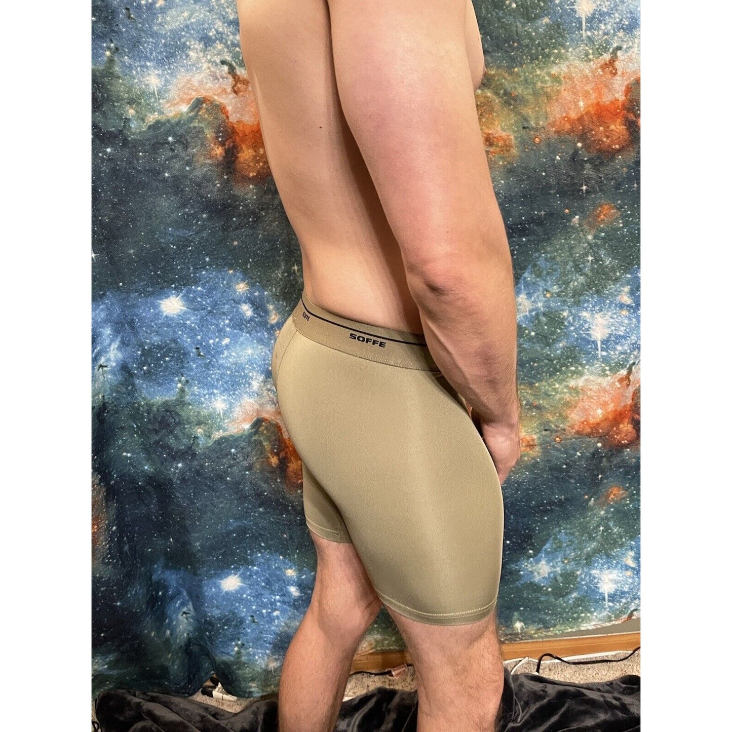 Men’s Athletic Compression Shorts Base Layer Tan Soffe small