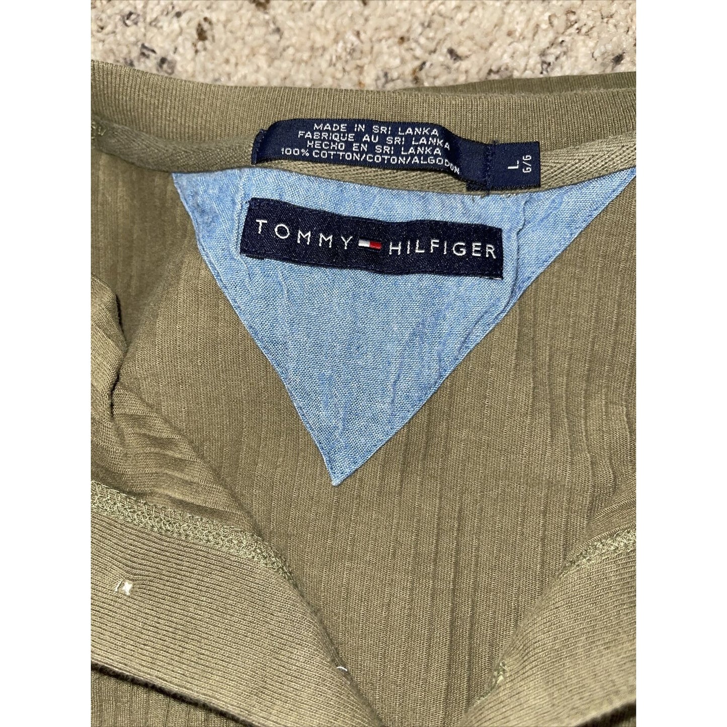 Tommy Hilfiger Men’s Olive Green Polo Shirt Short Sleeve Large