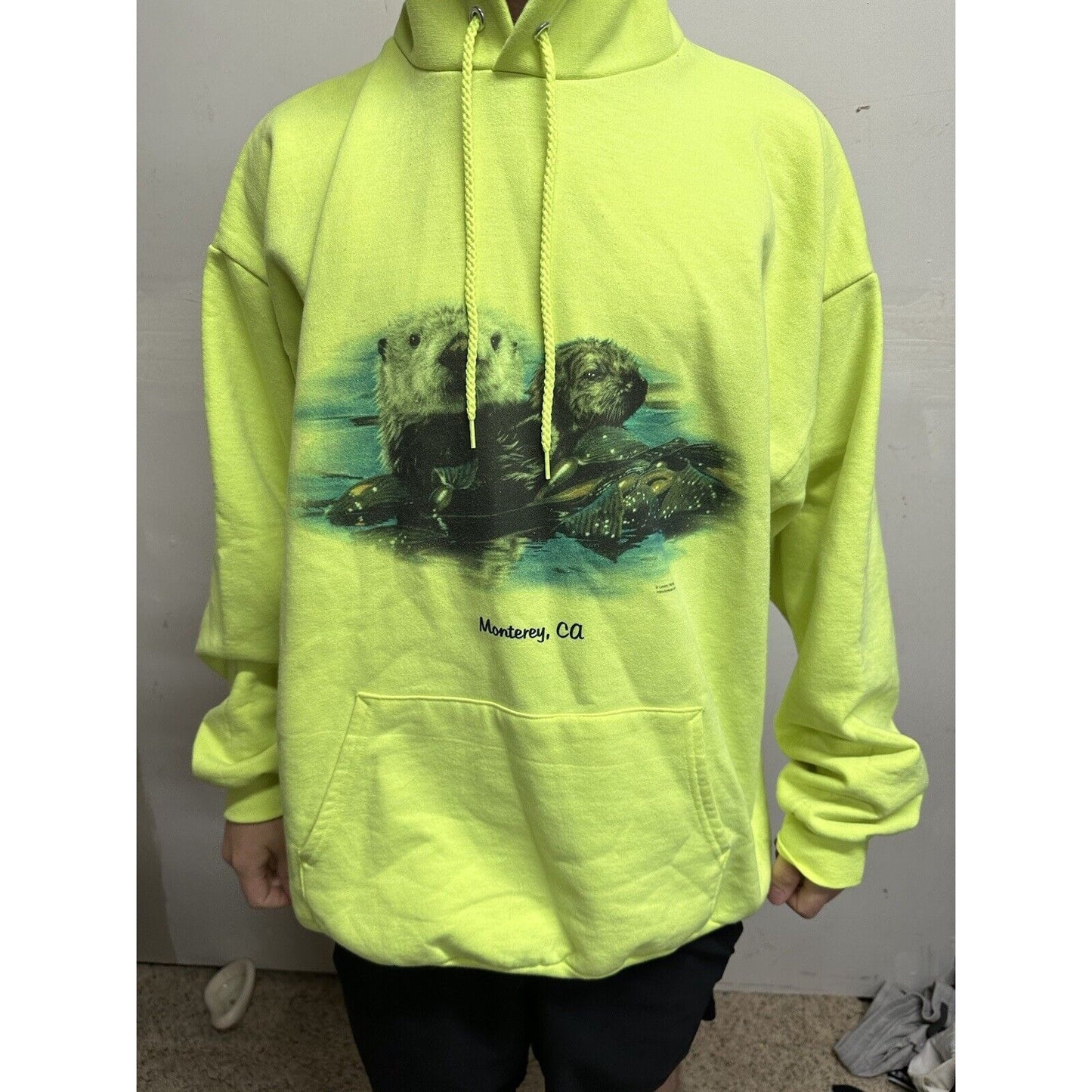 Men’s Neon Yellow Monterey California XXL Hoodie Pullover