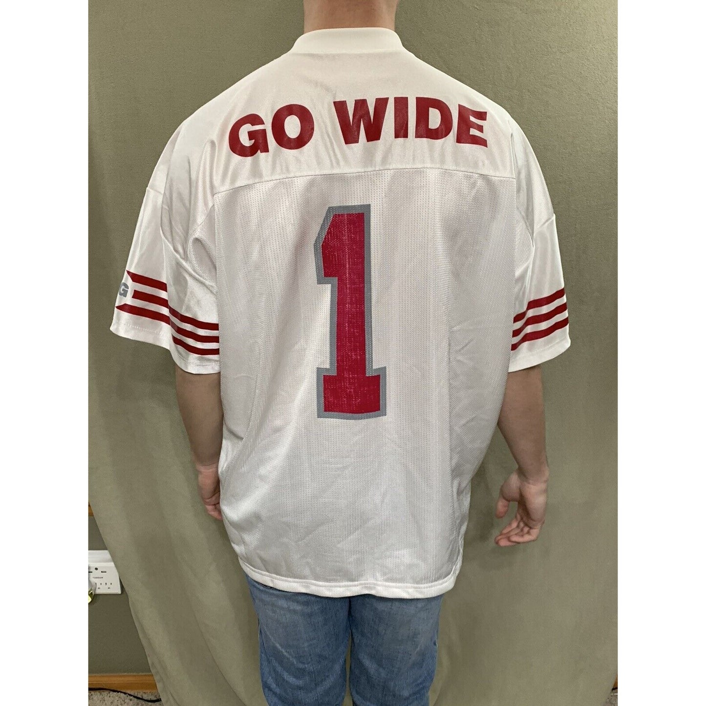 LG Electric TV Football Jersey “Go Wide” X-Large White #1 Mesh Promo Shirt