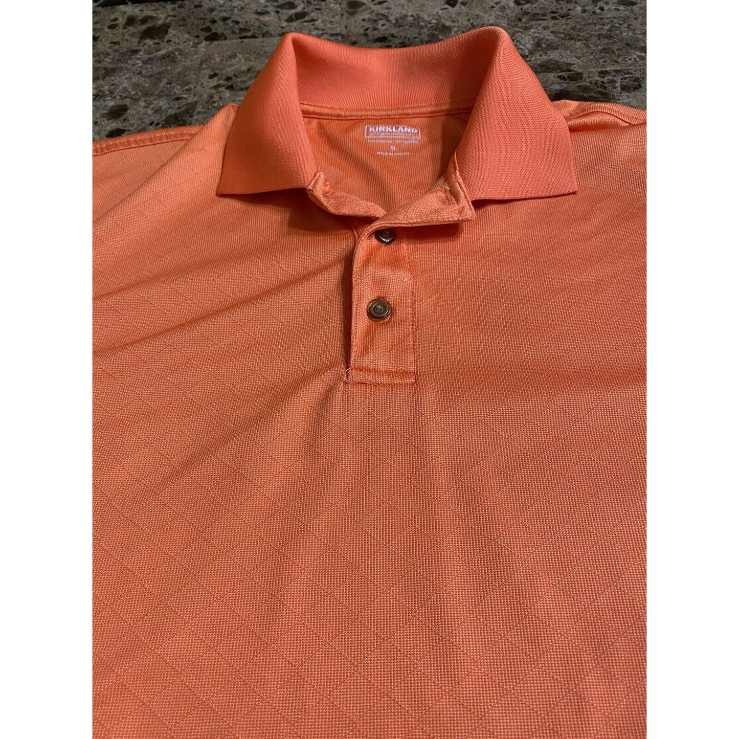 Kirkland Signature Performance Polo Knit Size Medium Bright Orange Short Sleeves