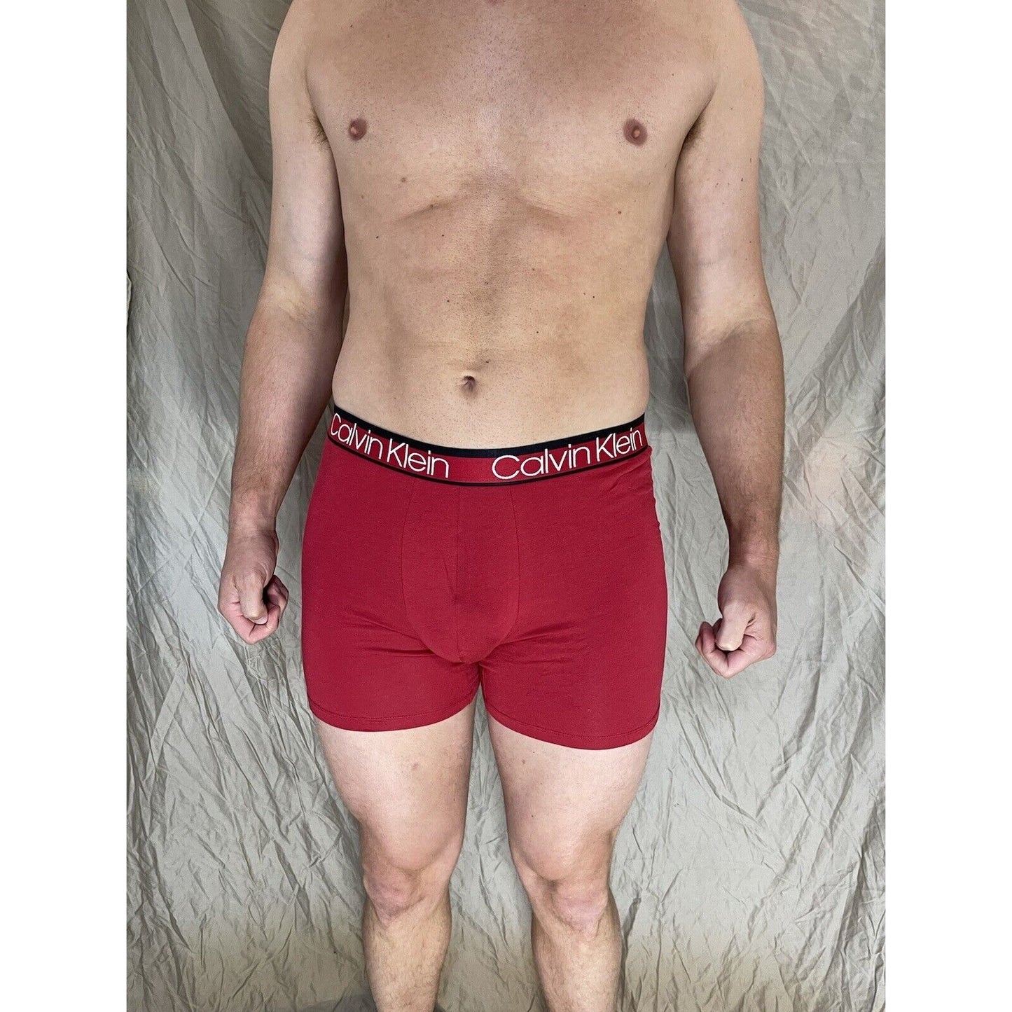 men's red calvin klein boxer brief large